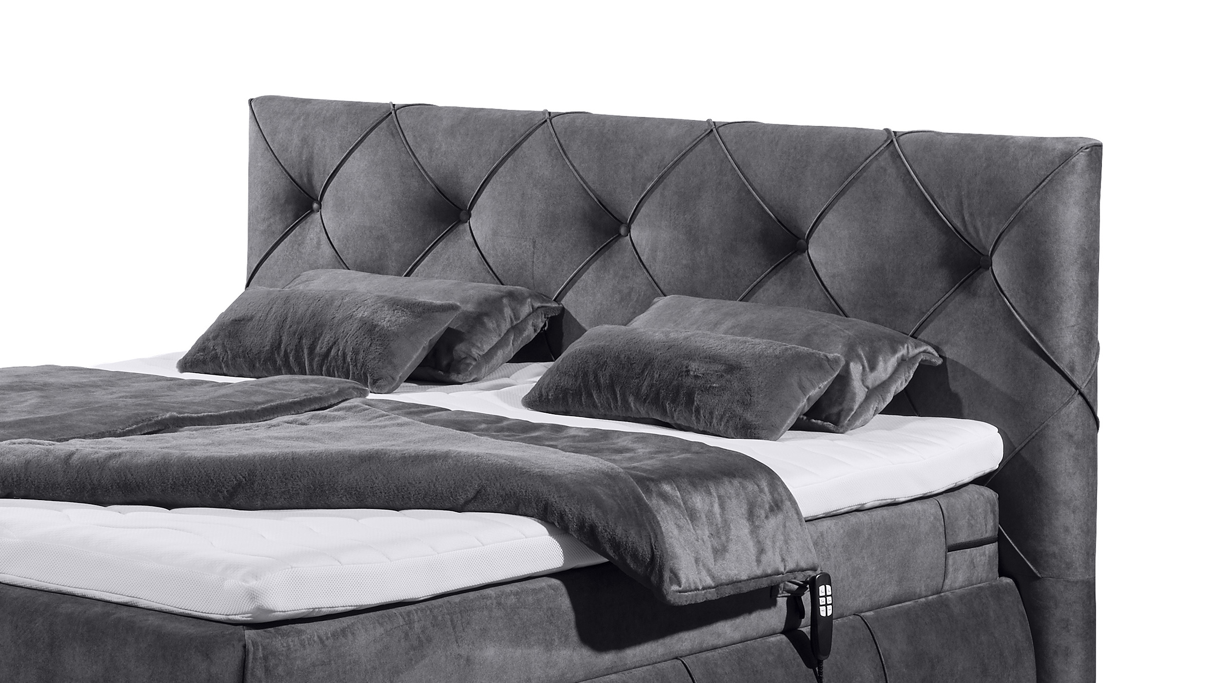 Boxspringbett 180 x 200 cm anthrazit Samt - elektrisch - SANUR