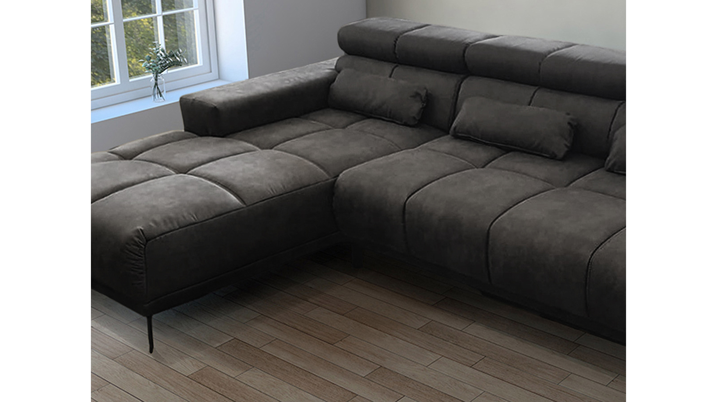 Ecksofa grau-braun ausziehbar - Sitztiefenverstellung 285 cm - SPEED Ecksofa grau-braun ausziehbar - Sitztiefenverstellung 285 cm - SPEED