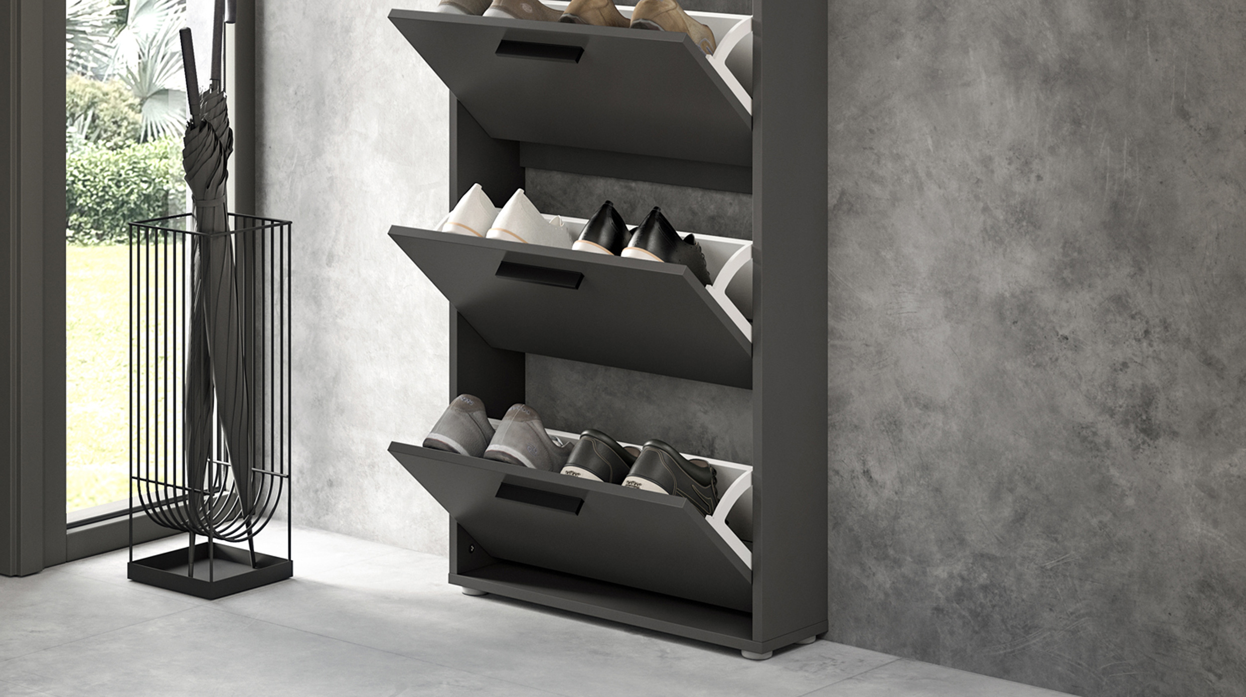 Schuhschrank anthrazit - 59 x 136 cm - SAMMY