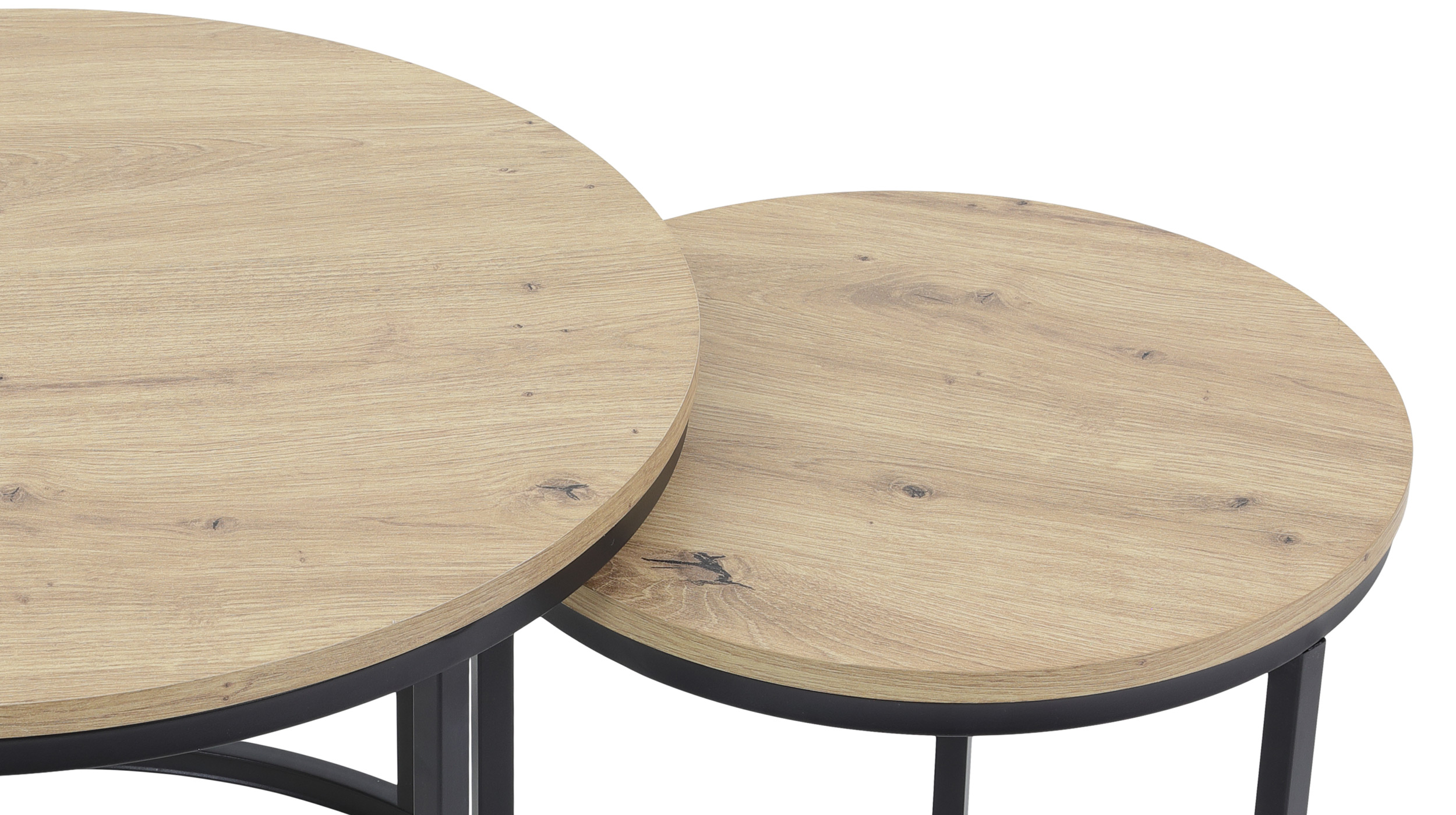 Couchtisch 2er-Set Artisan Eiche - rund - 60 cm - 40 cm - LAURA