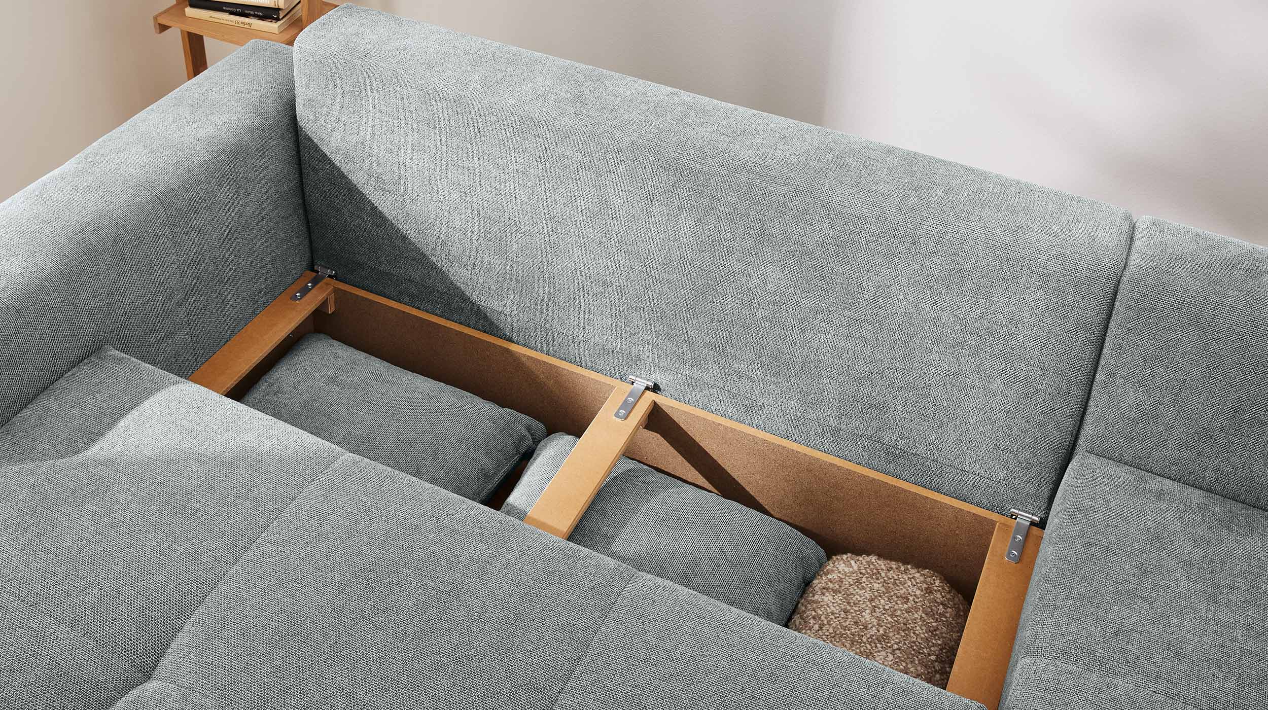 Ecksofa grau Schlaffunktion Bettkasten 248 x 171 cm - BRAVINO