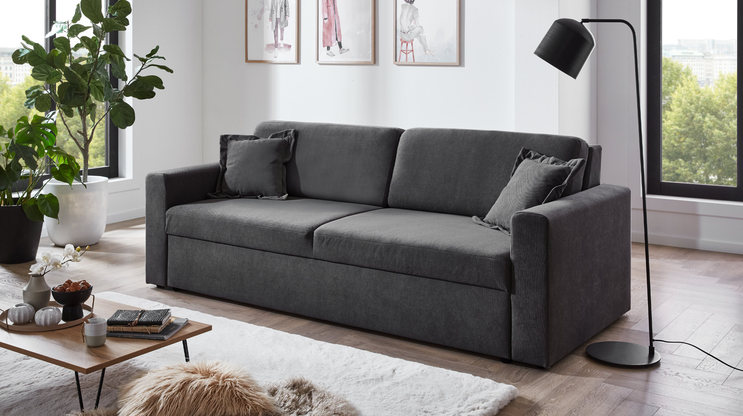 Schlafsofa grau 235 cm - BOXER