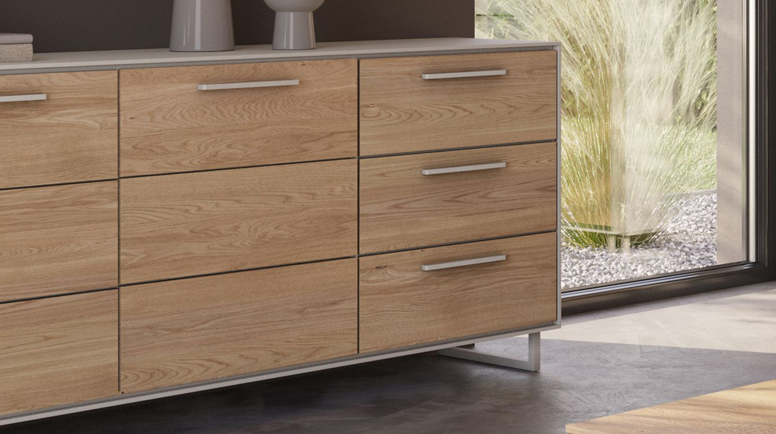Sideboard mit 3 Schubladen Eiche teilmassiv geölt 163 cm - KAI 