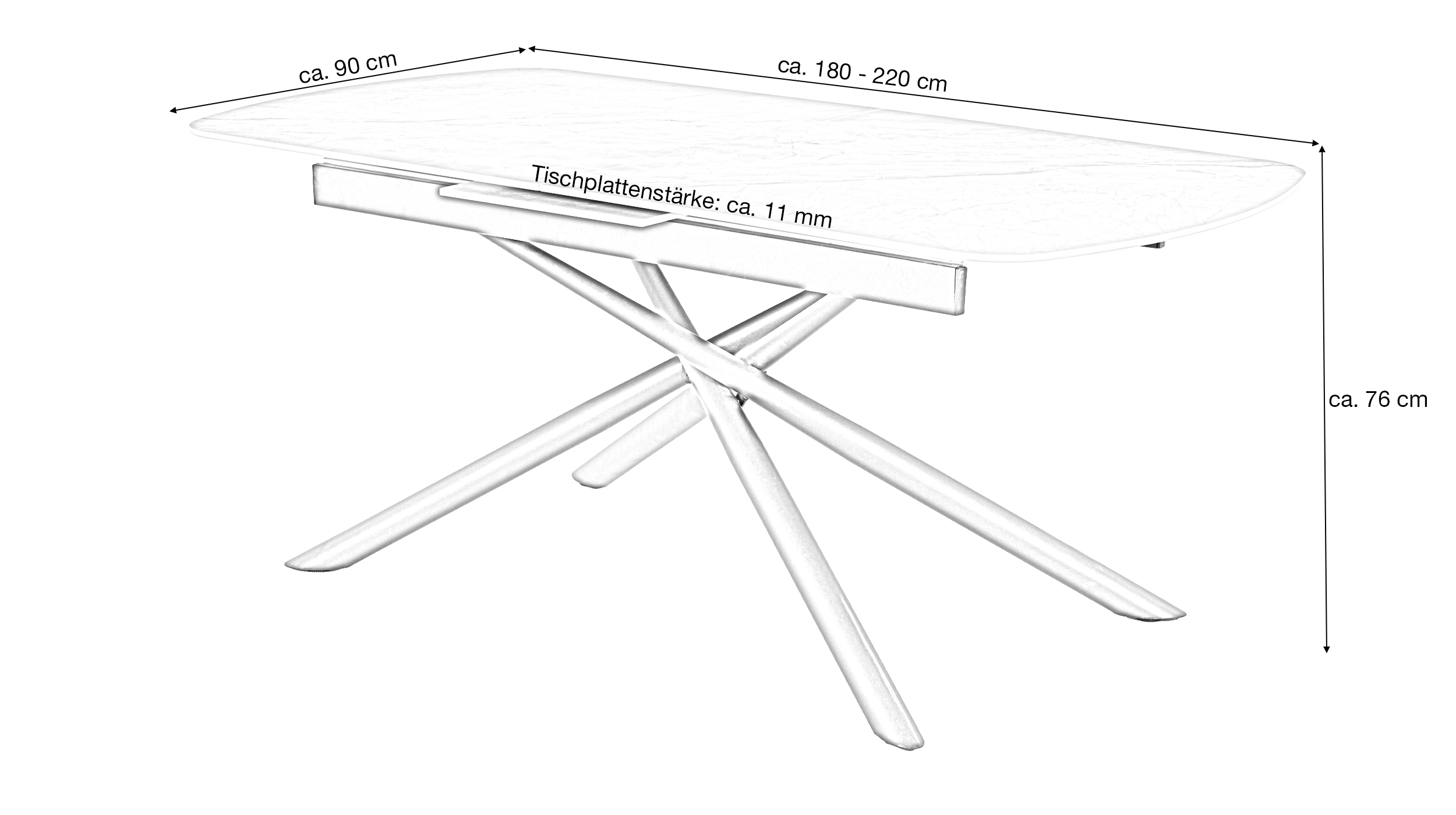 Esstisch 180 - 220 cm ausziehbar - Marmoroptik - SINTRA 