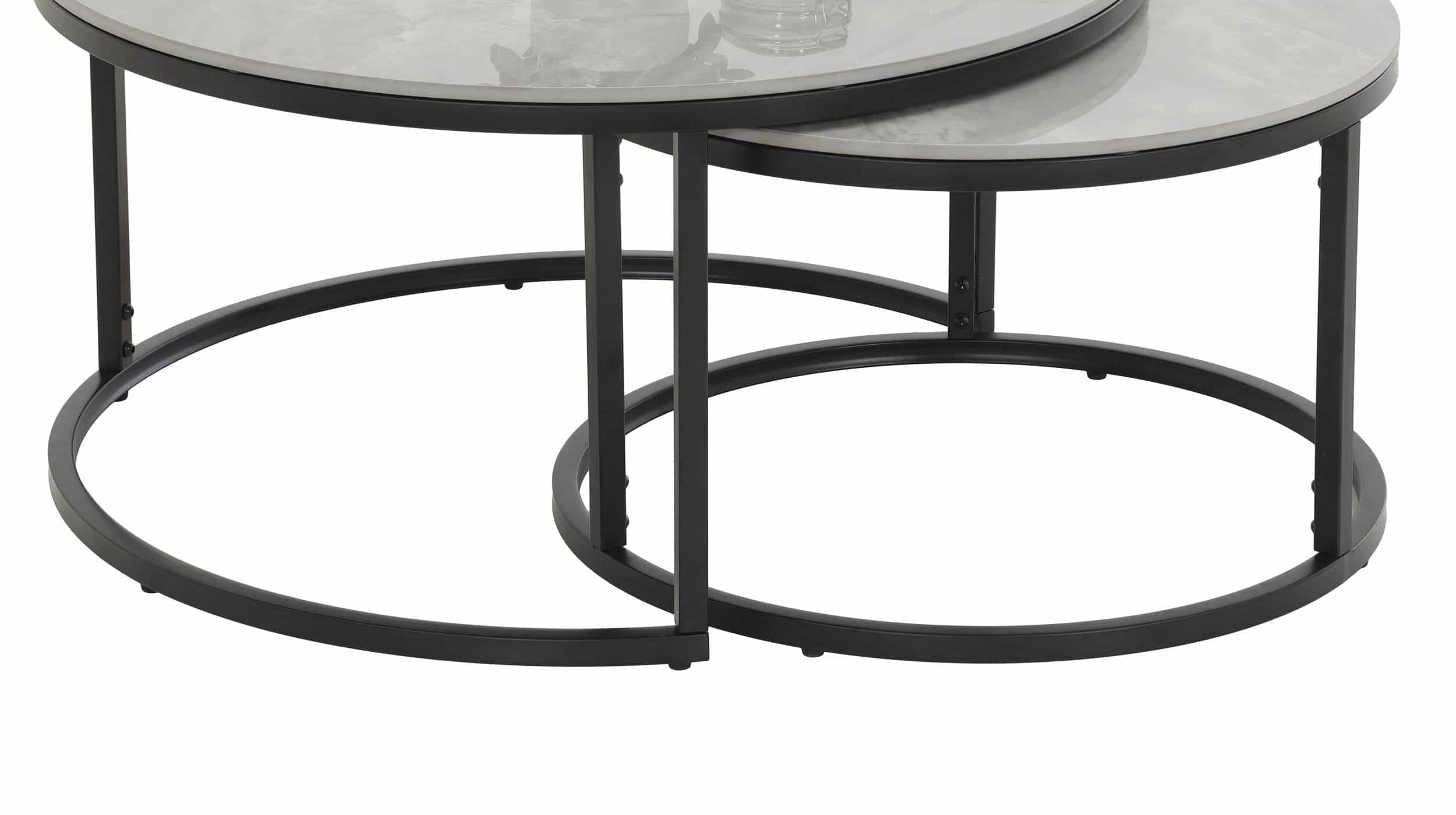 Couchtisch 2er-Set Marmoroptik grau hochglanz - 80 cm - 60 cm - LUAN