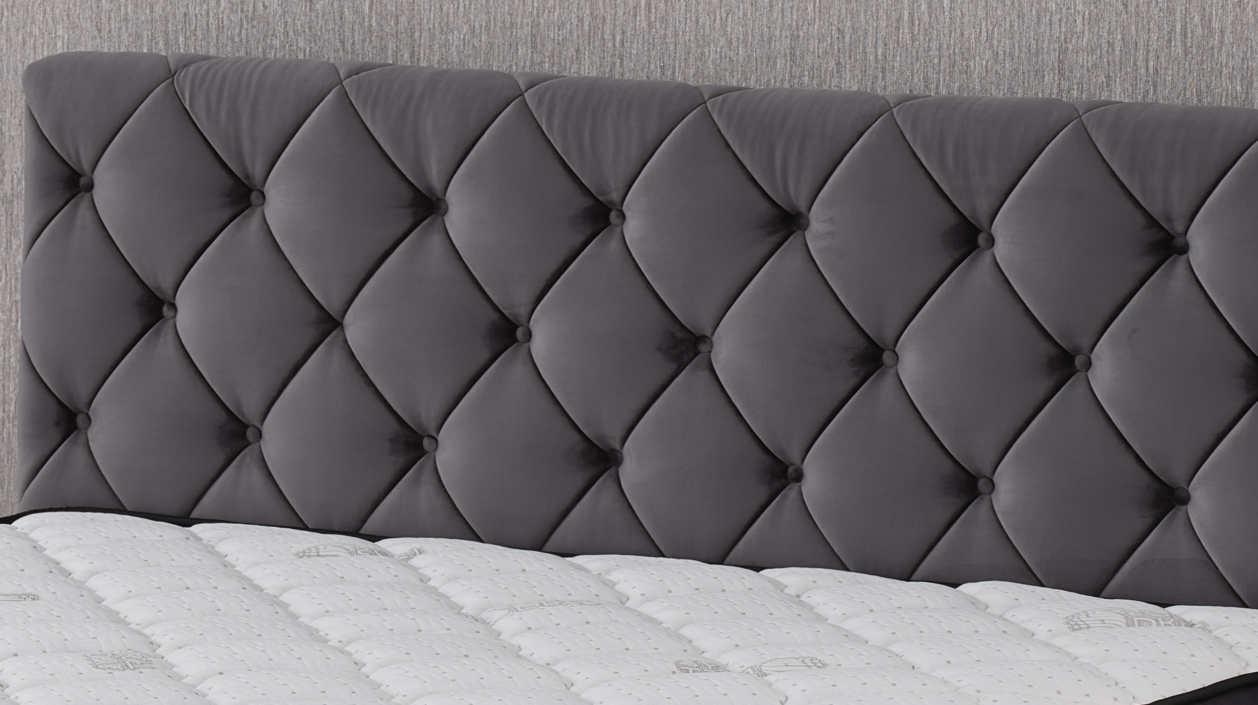 Boxbett 180 x 200 cm - grau - blau - Bettkasten - Stoffbezug - CROSS