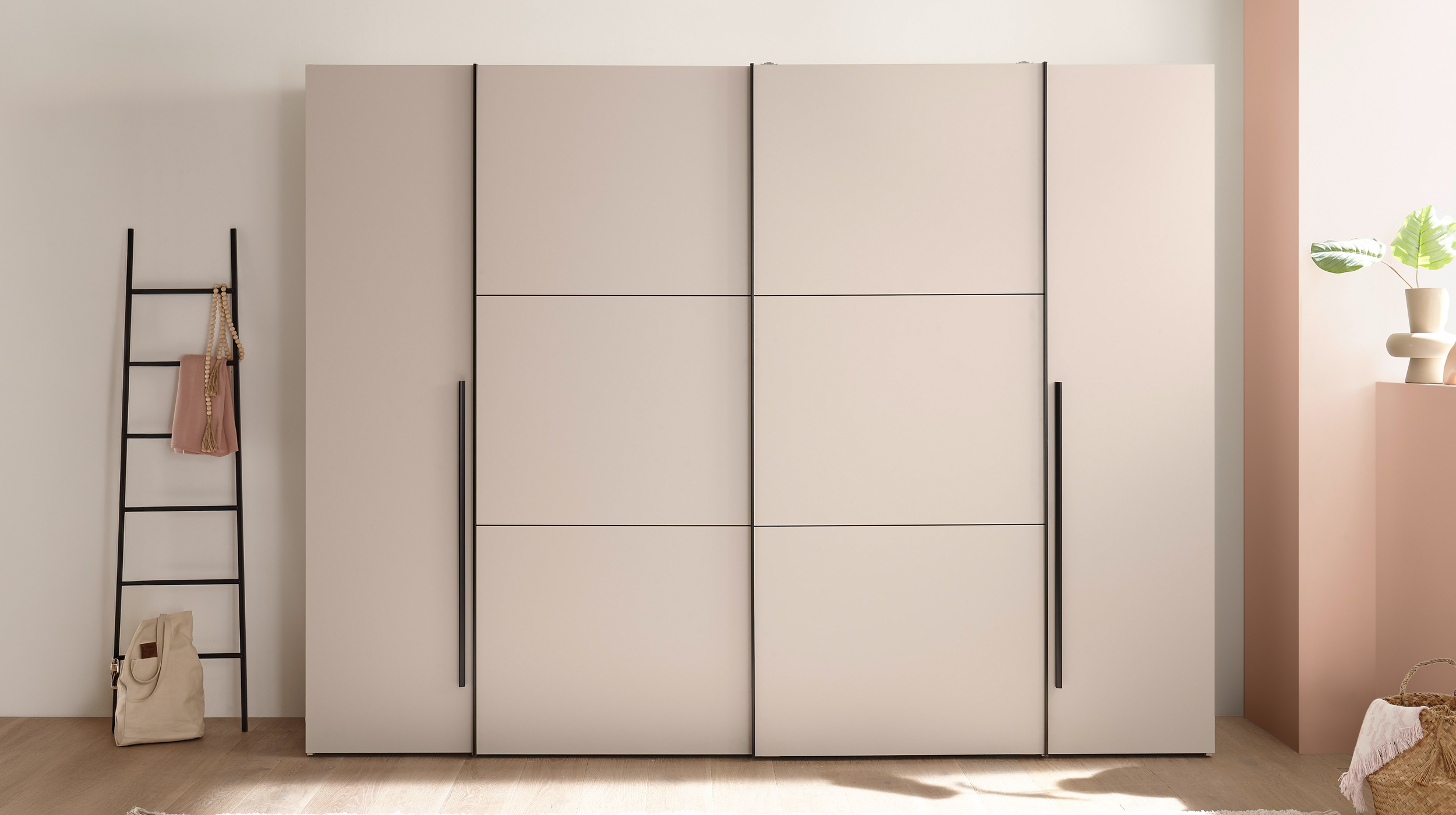 Kleiderschrank beige 276 cm Schwebetüren - MATURS
