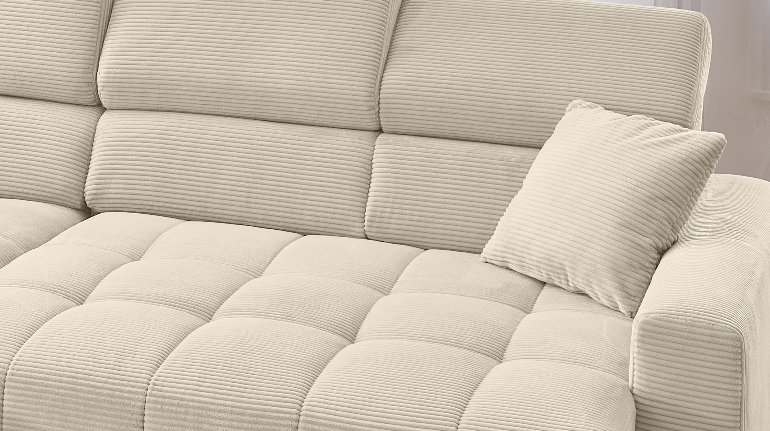 Ecksofa Cord beige - 256 x 180 cm - SIMPLE 