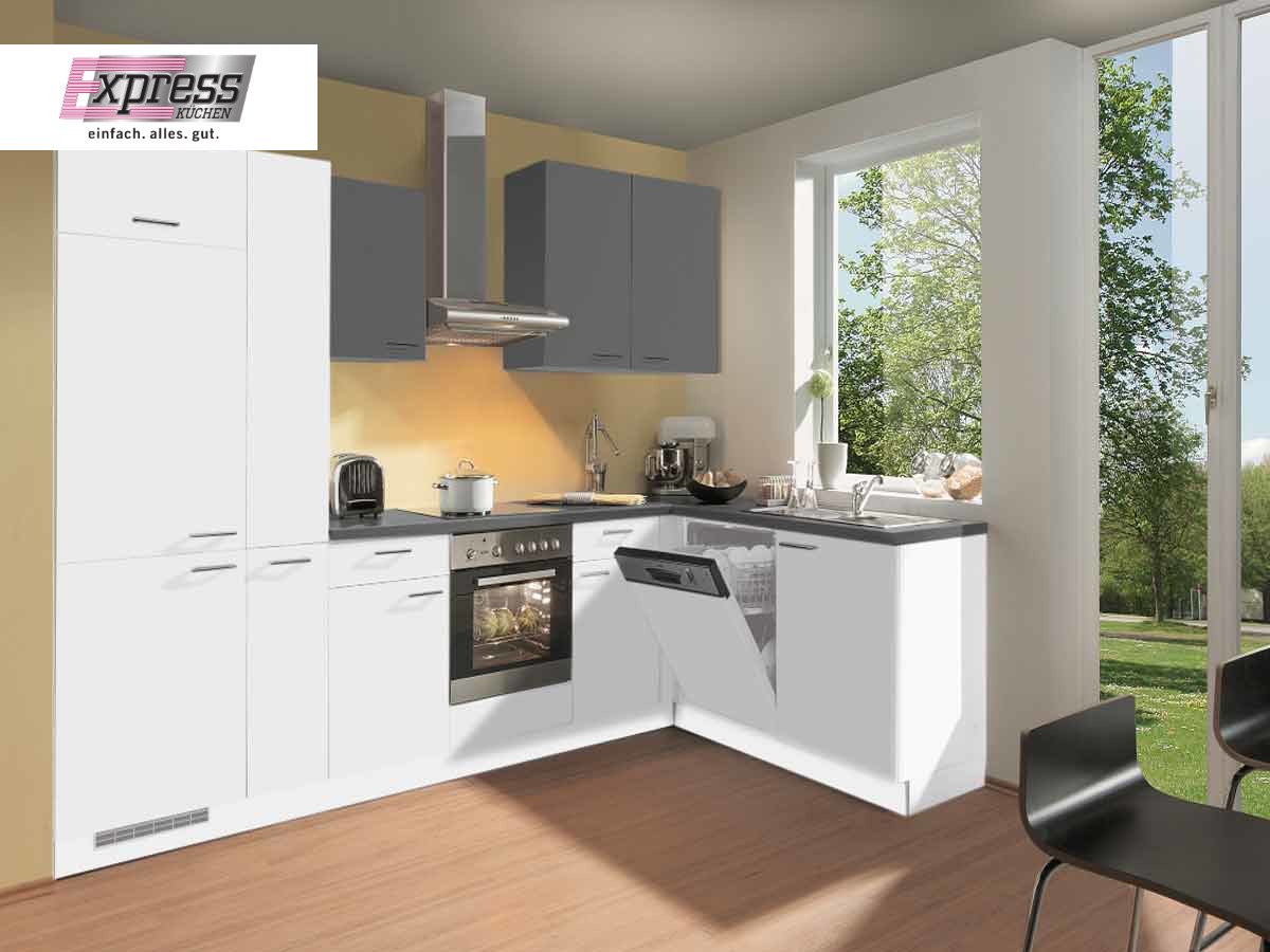 Eckküche 310 x 175 cm - inkl. Geschirrspüler - Küchenfronten matt - WIN