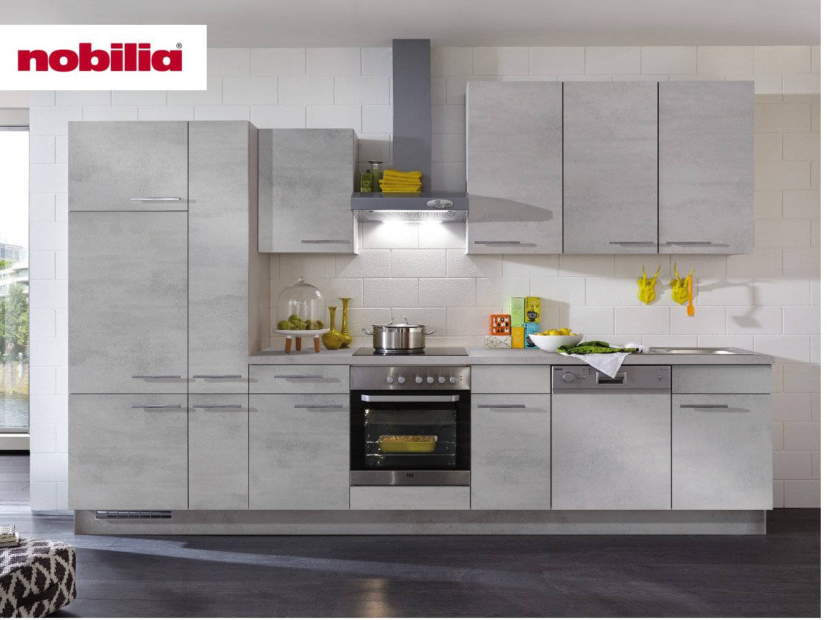 Küchenzeile 350 cm - mit Geräten - Küchenfronten matt - RIVA