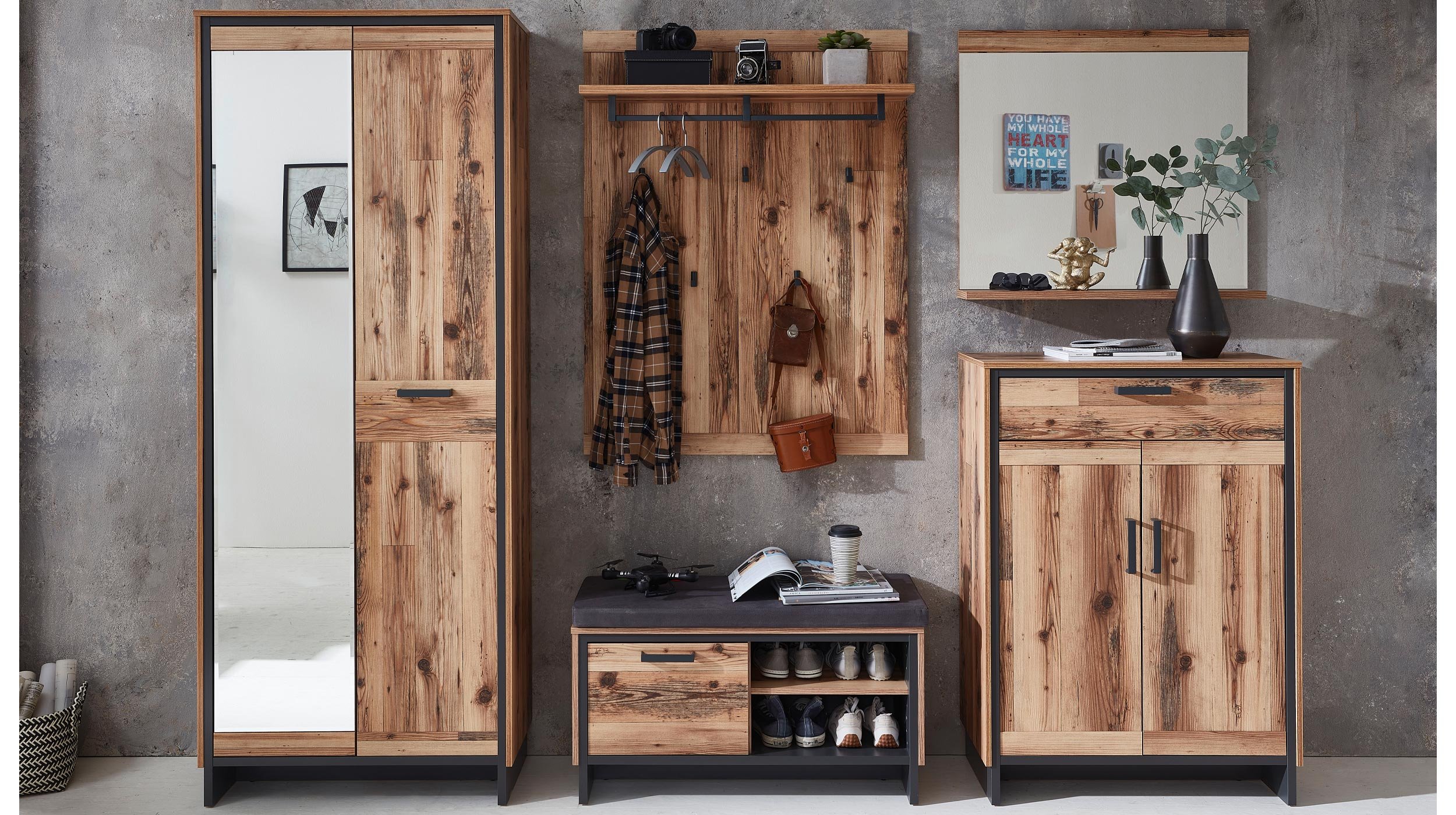 Garderobenschrank Alpine Lodge - graphit 203 cm - PRATO