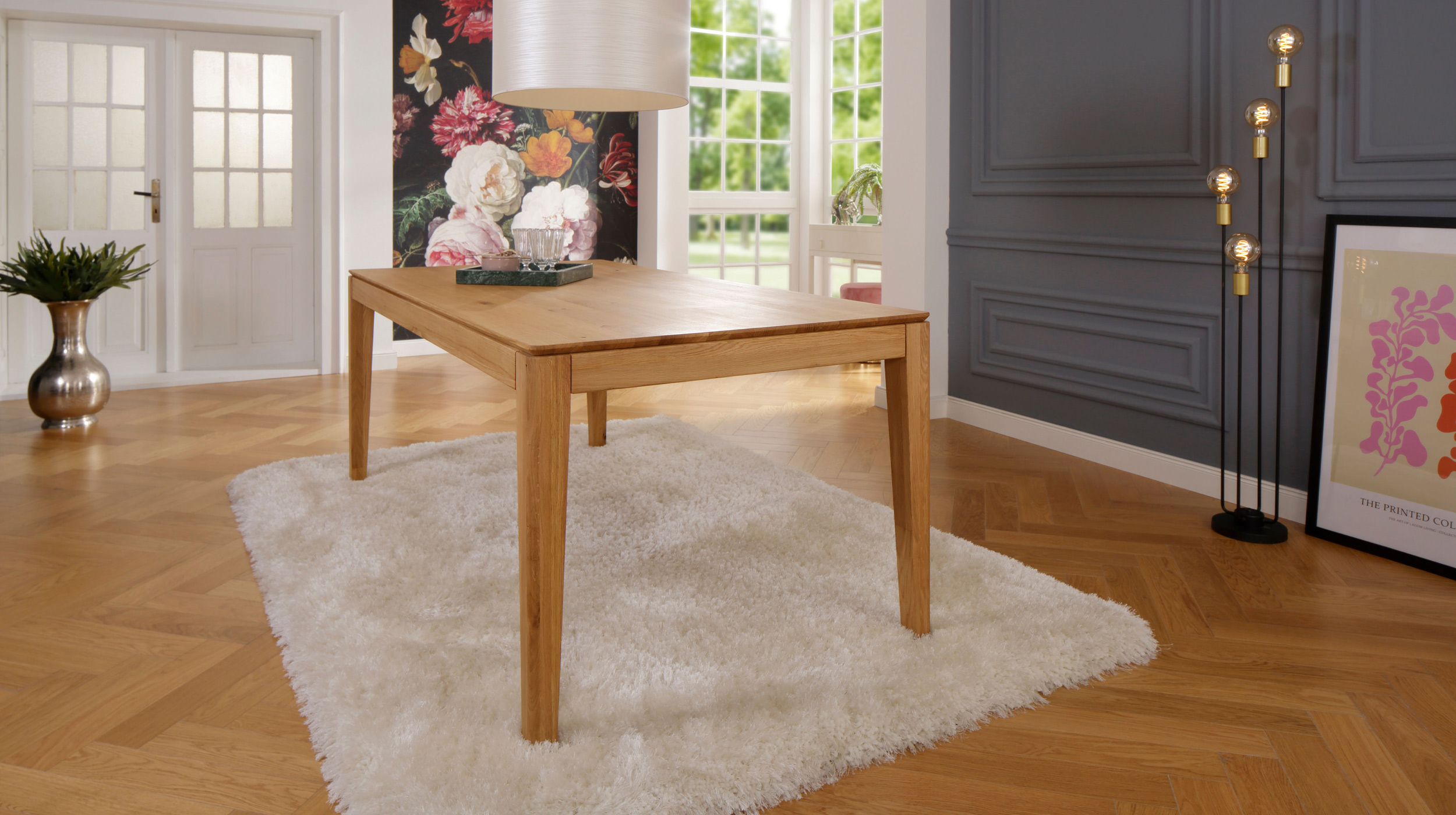 Esstisch Massivholztisch 160 cm Wildeiche ausziehbar - FLAVIA  Esstisch Massivholztisch 160 cm Wildeiche ausziehbar - FLAVIA