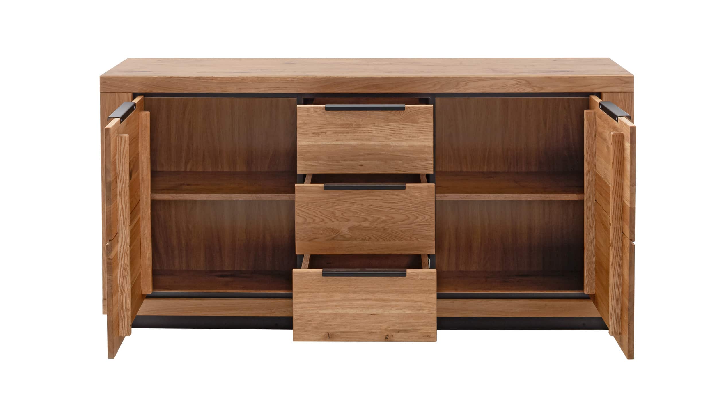 Sideboard mit 3 Schubladen Wildeiche geölt 163 cm - GRENO