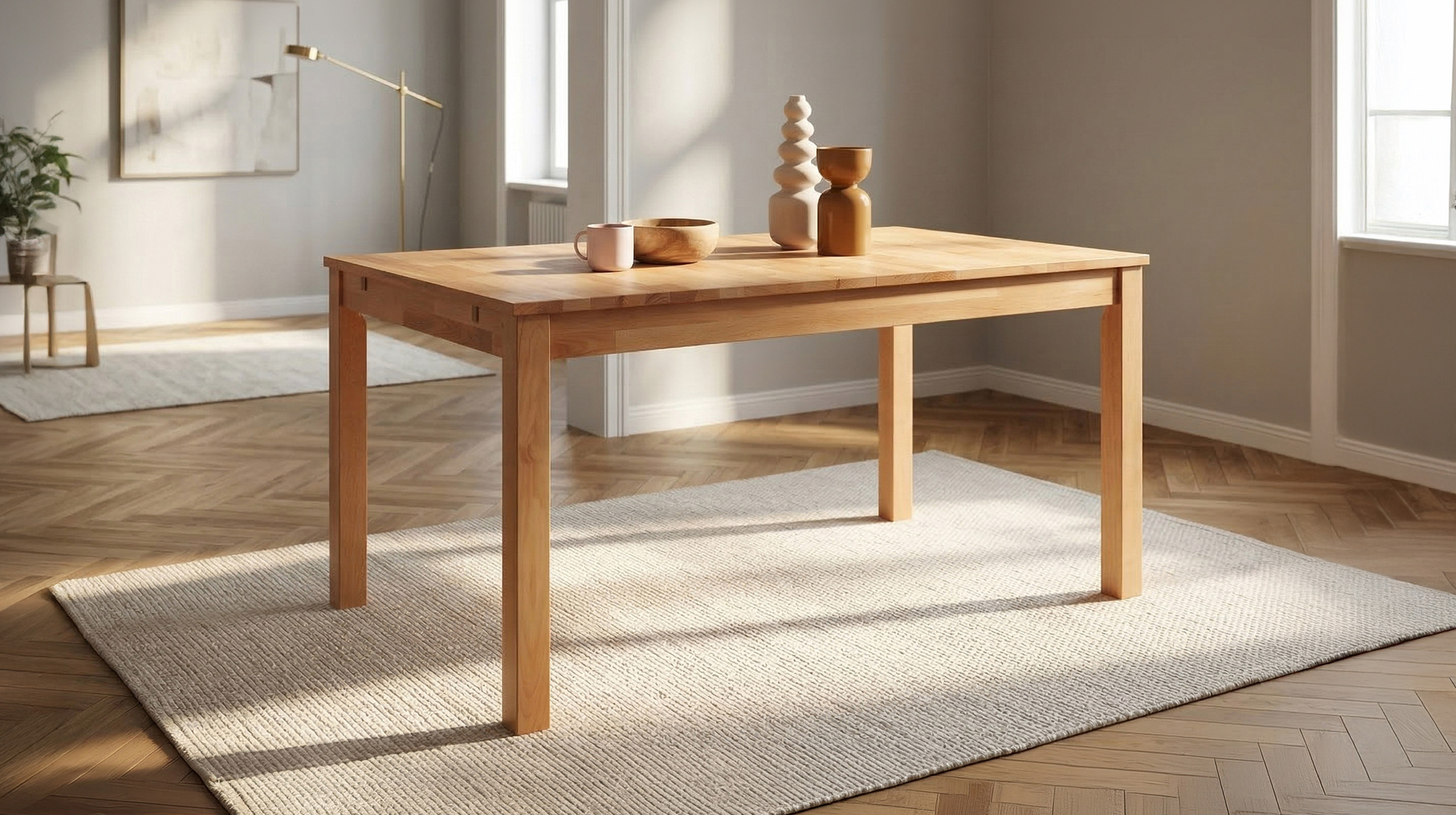 Esstisch 125 cm ausziehbar 165 cm Kernbuche massiv geölt - VARIUS