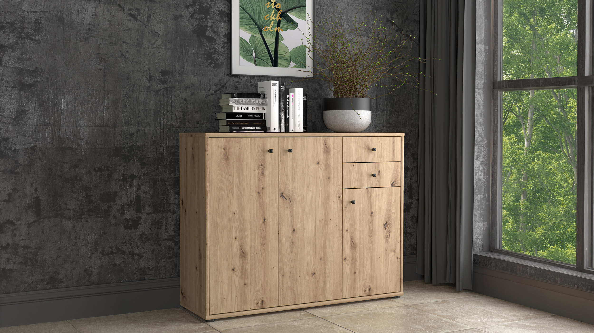 Kommode mit Schubladen Artisan Eiche 109 cm - TEMPRA