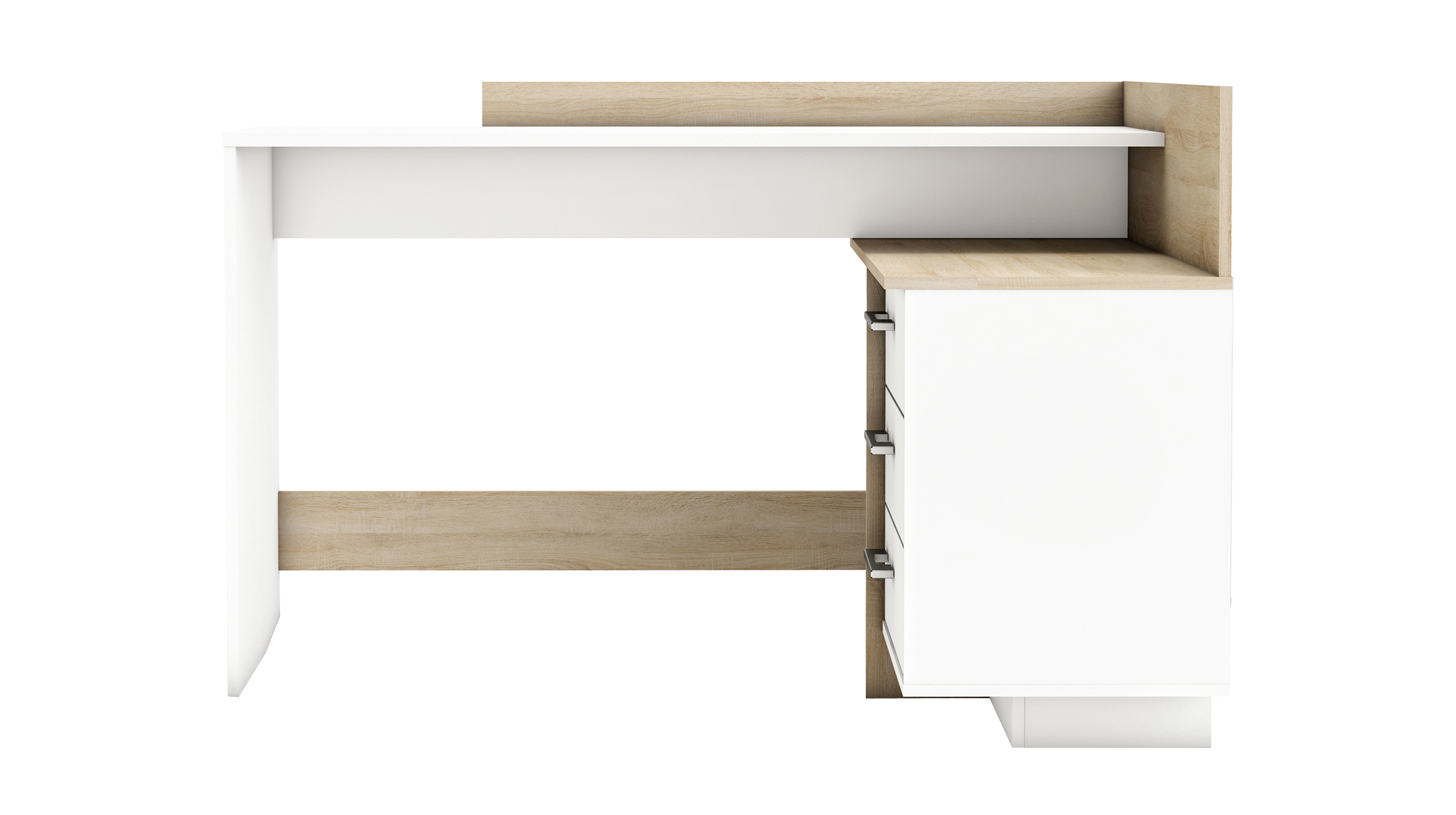 Eck-Schreibtisch Sonoma Eiche weiß 129 x 106 cm - THALES 