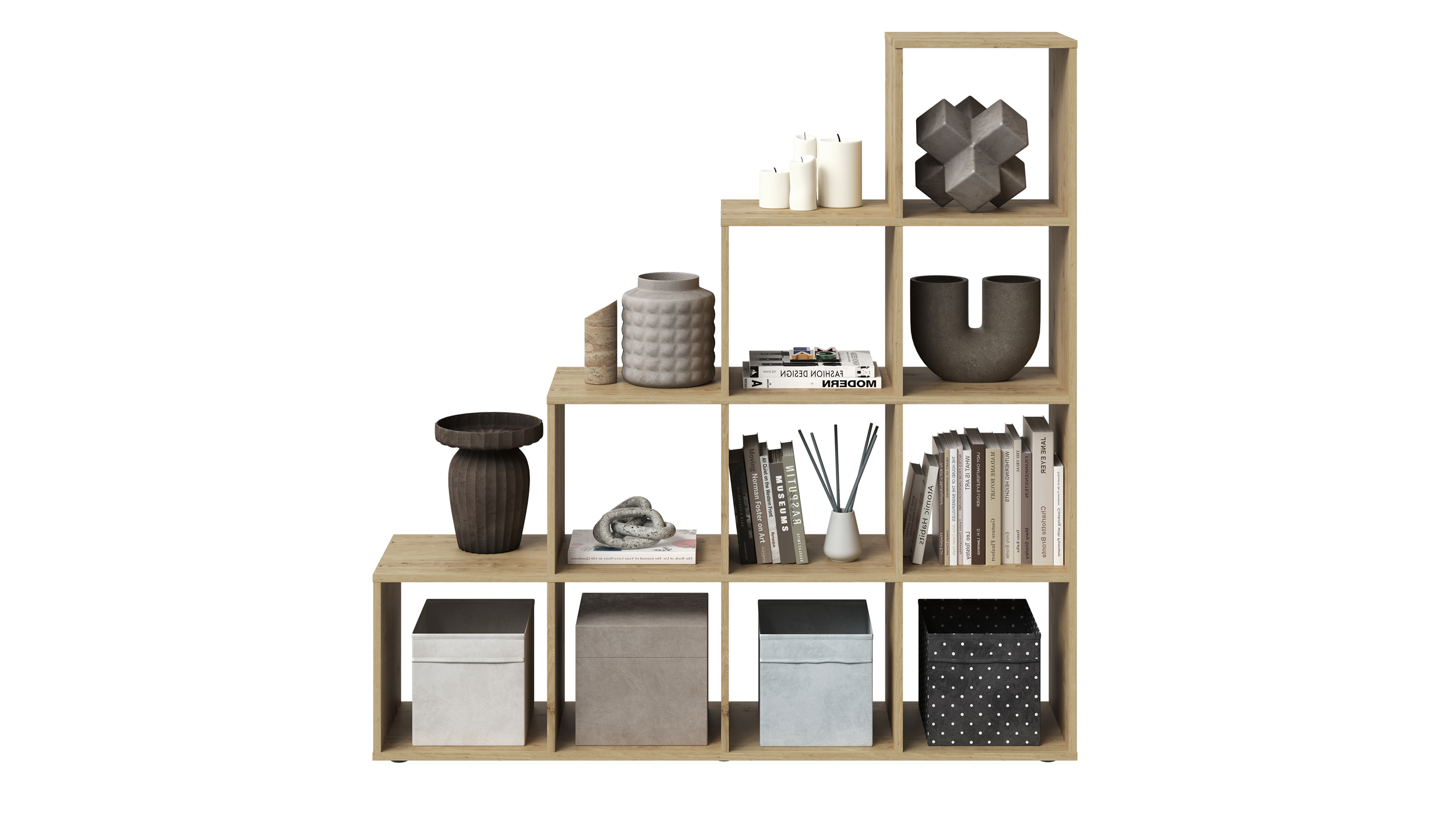 Raumteiler Artisan Eiche 139 x 142 cm - 10 Fächer - RIKU