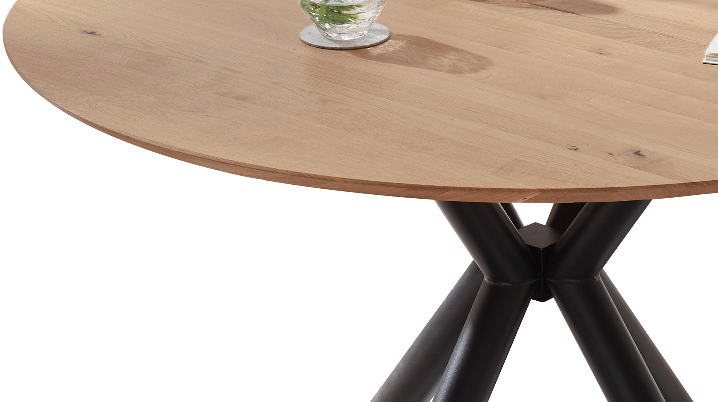 Esstisch Massivholztisch 120 cm rund Wildeiche geölt - ARVID