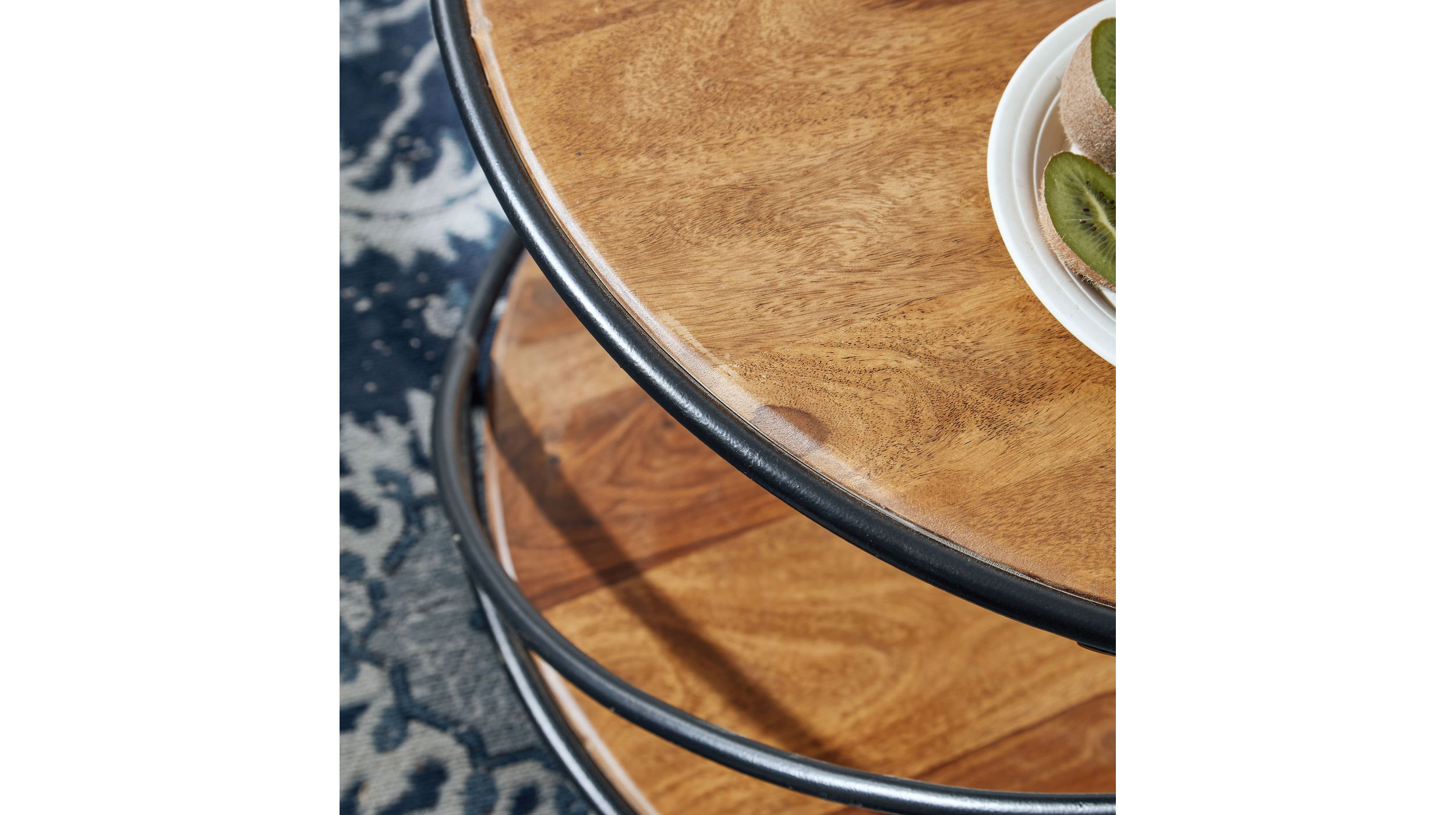 Couchtisch rund Sheesham massiv lackiert 58 x 35 cm - RUNDA