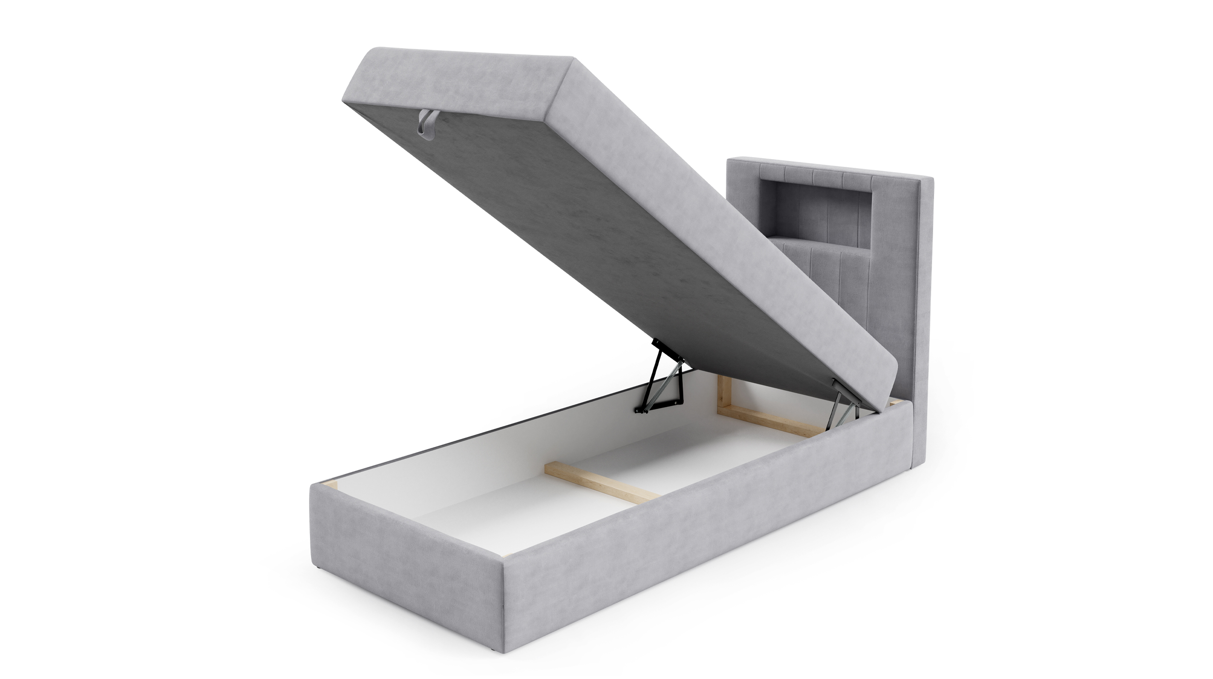 Boxbett 100 x 200 cm mit Bettkasten grau Samtbezug - GOLD
