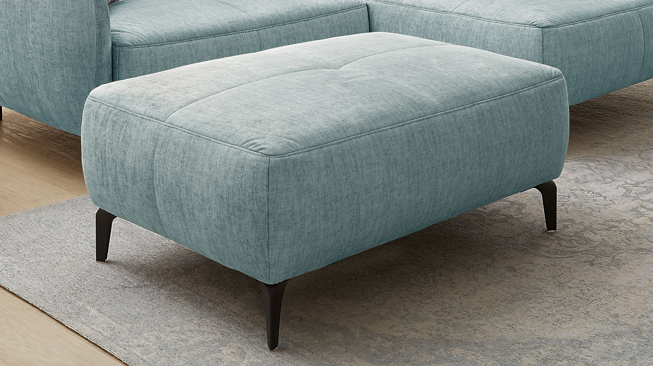 Hocker Sitzhocker 79 x 111 cm Veloursbezug blau - SALO