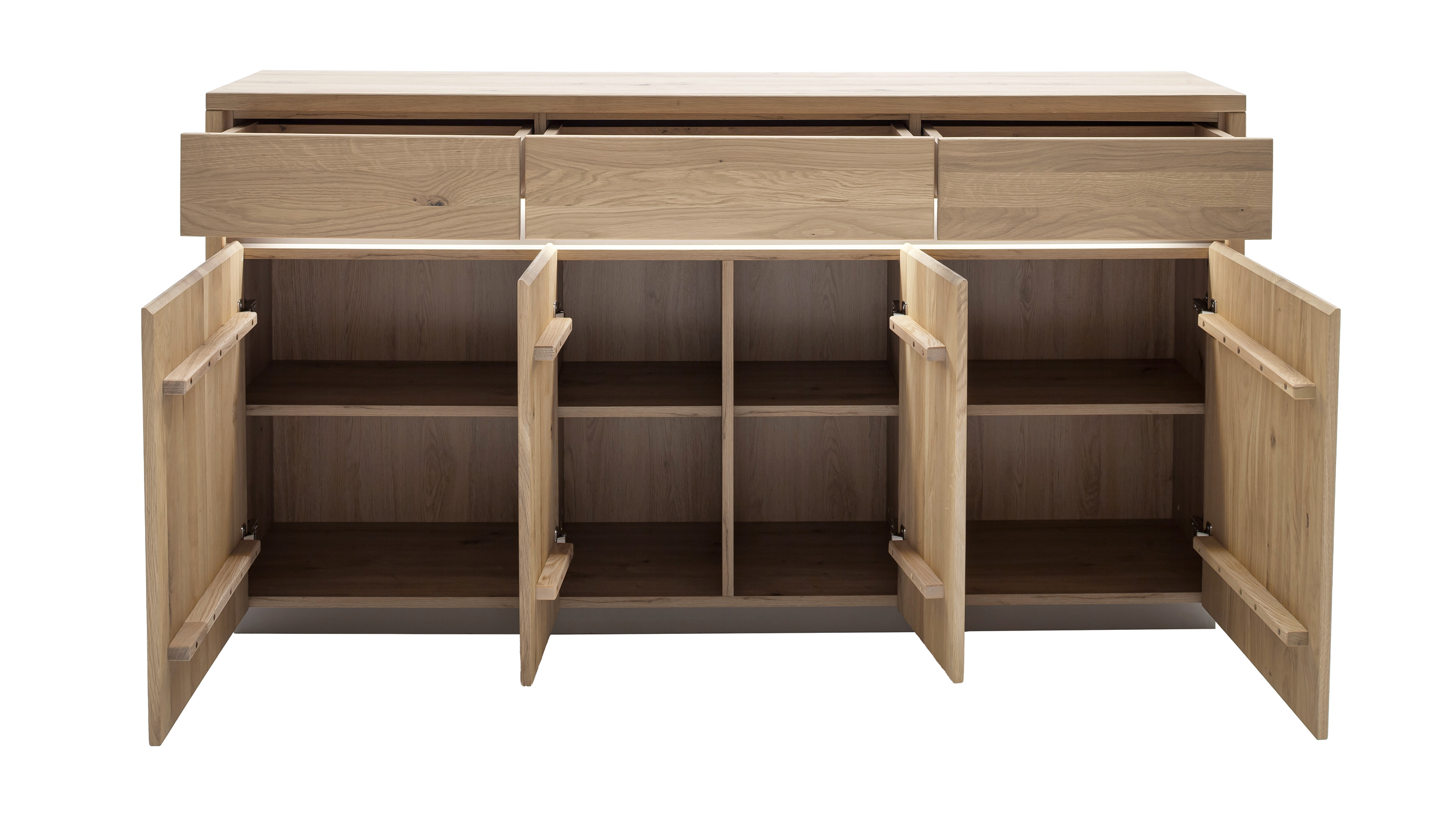 Sideboard mit Beleuchtung Kristalleiche massiv geölt 167 cm - LARVIK