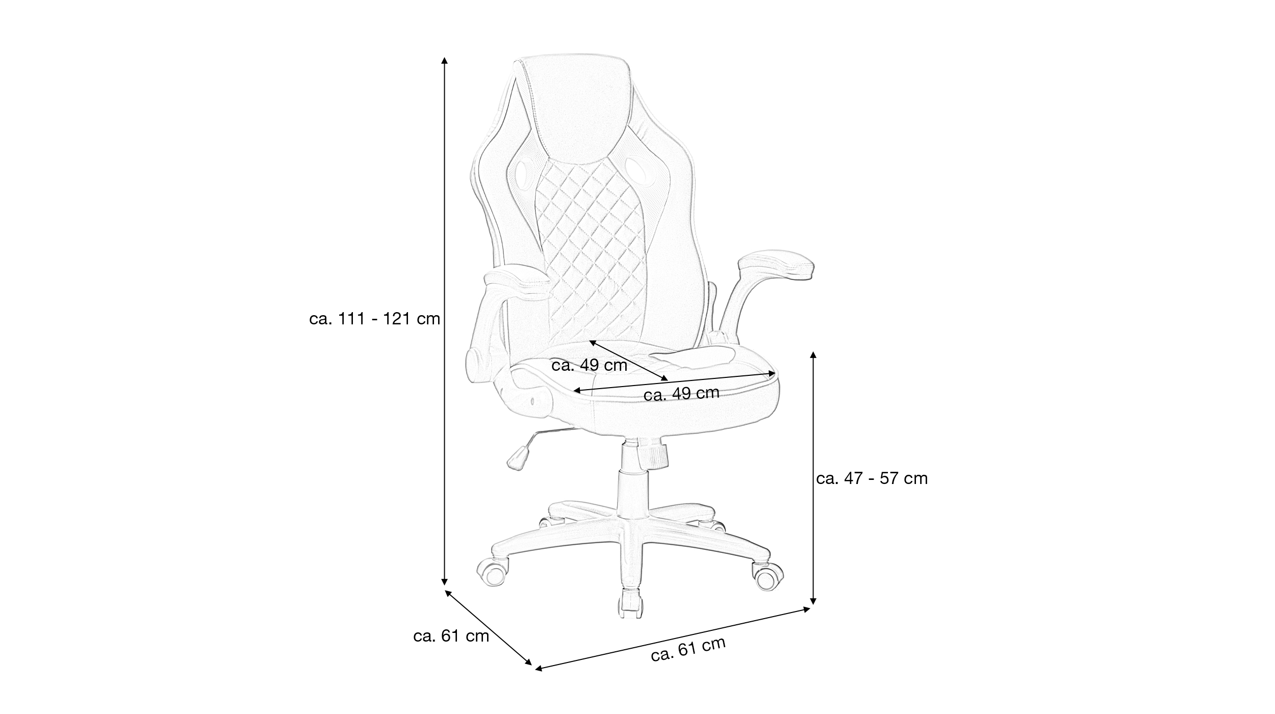 Gaming Stuhl Chefsessel Wippfunktion schwarz grau - BENT