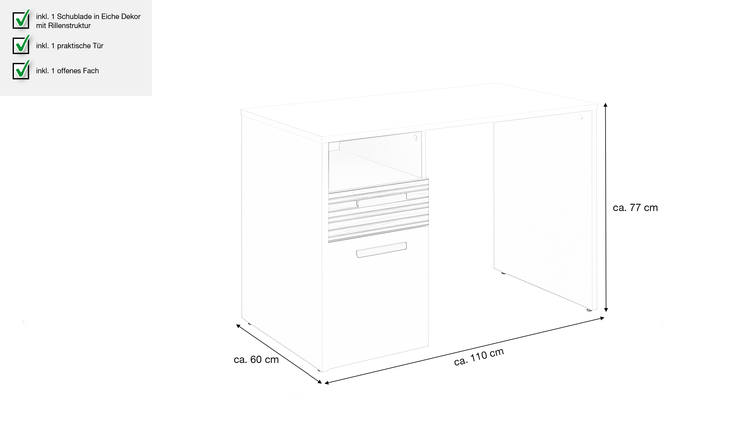 Schreibtisch Eiche - beige - 110 cm - BRAVO