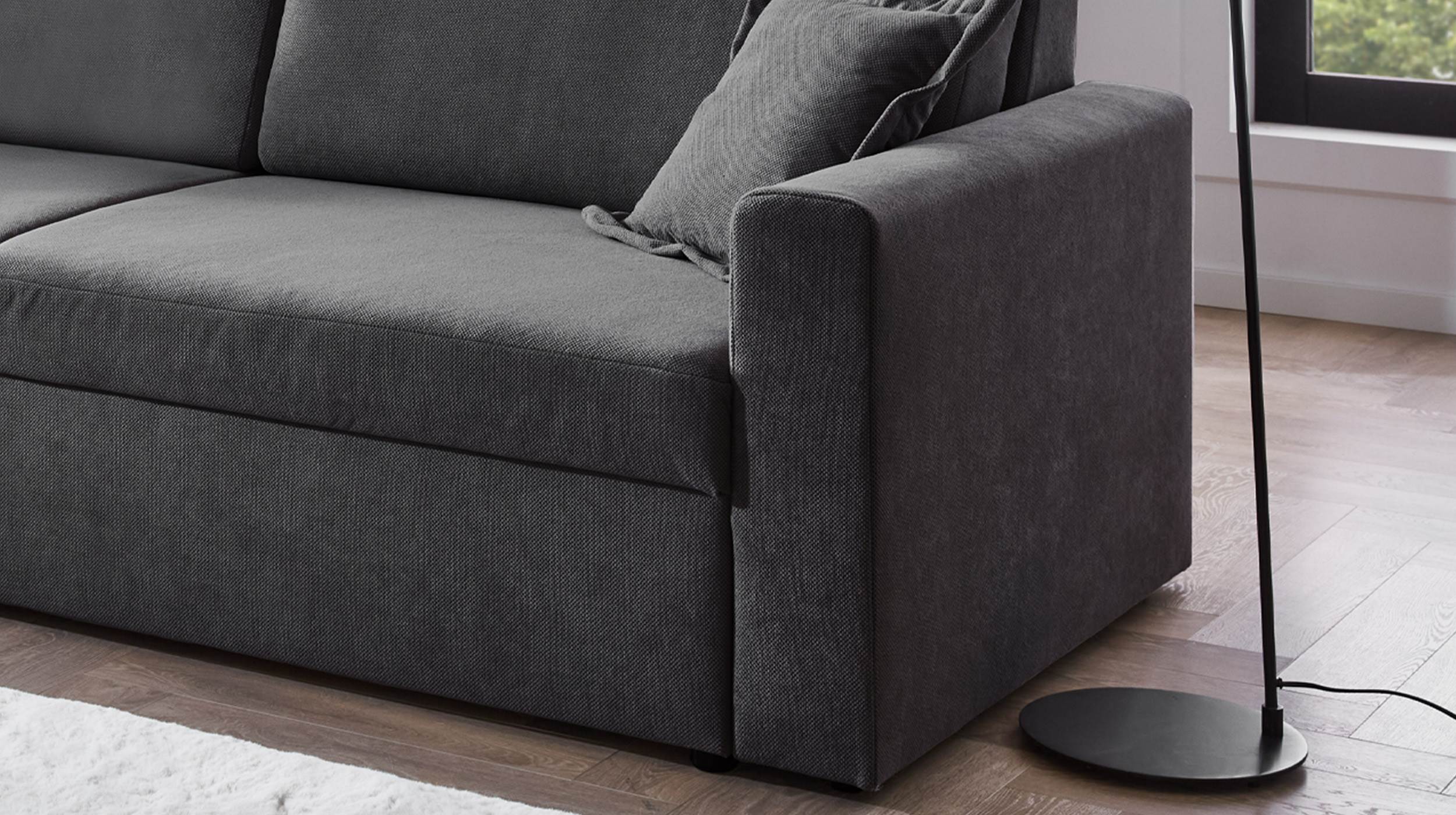 Schlafsofa grau ausziehbar 2-Sitzer 235 cm - BOXER