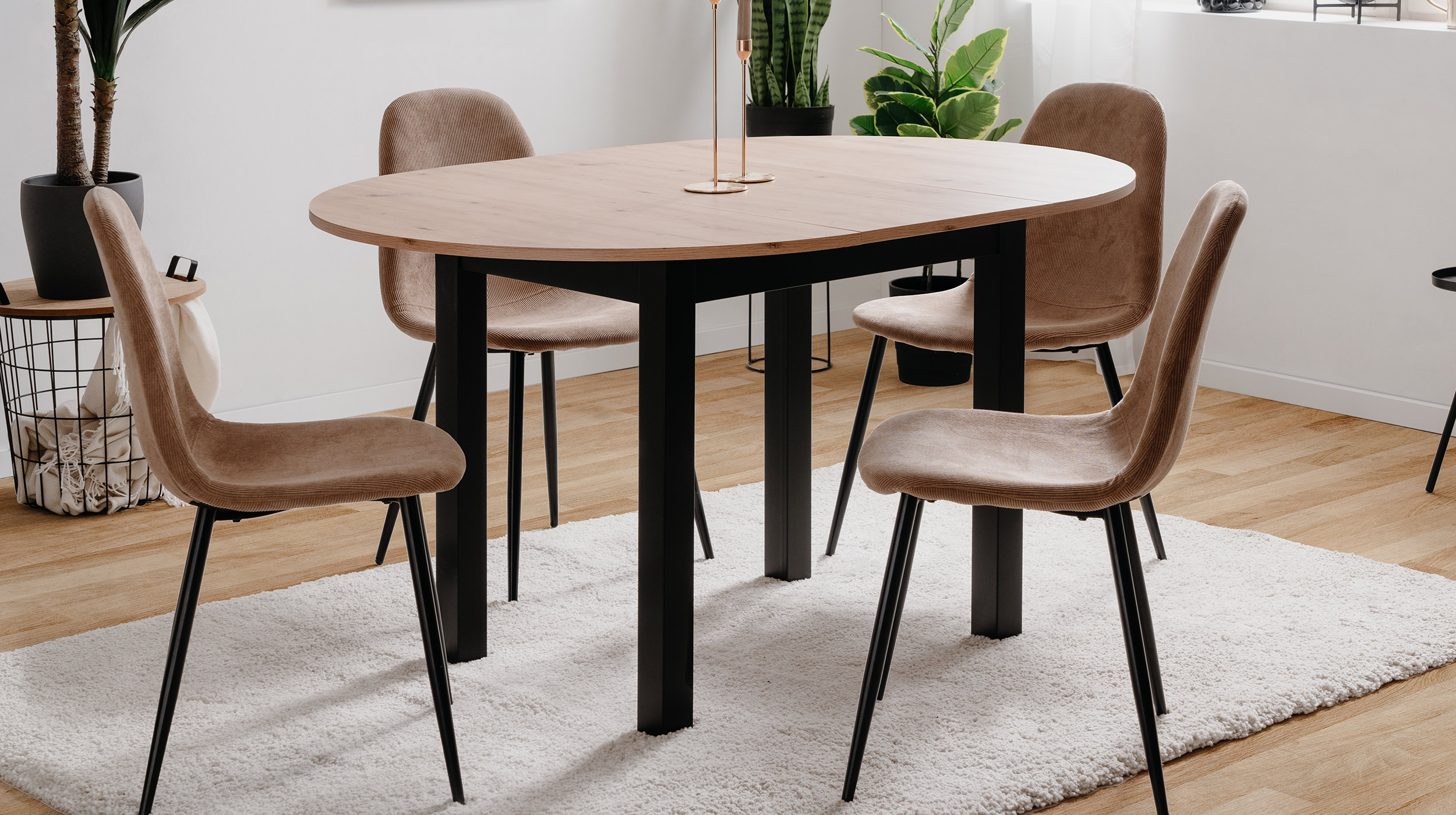 Esstisch rund ausziehbar 100 - 140 cm Artisan Eiche - COBURG