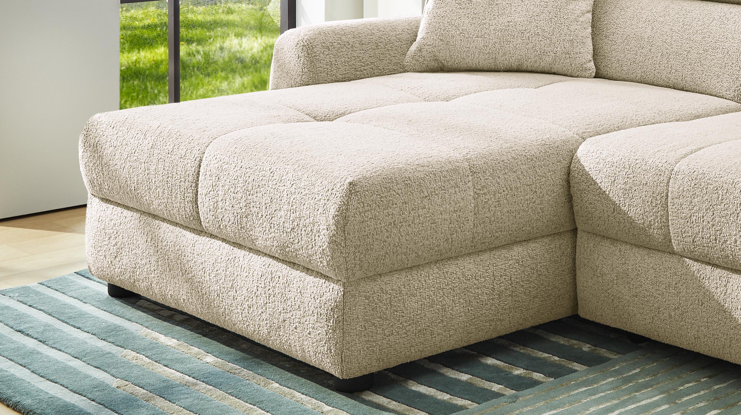 Ecksofa elektrisch ausfahrbar beige 270 cm - MOVE