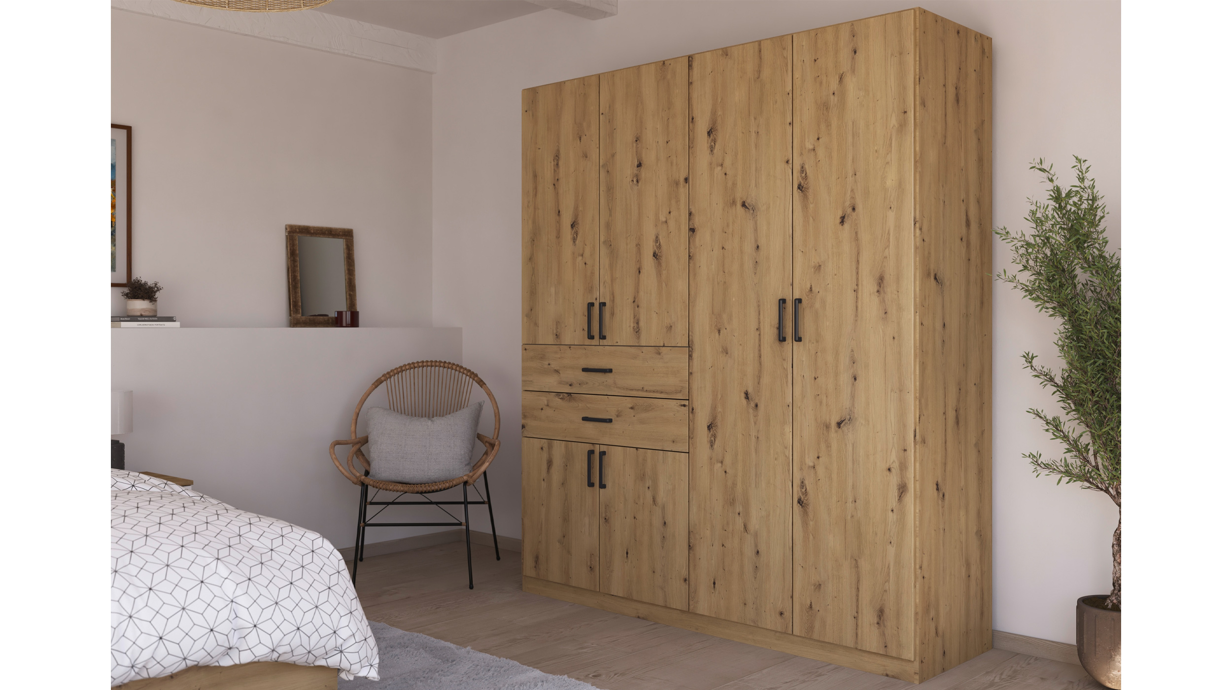 Kleiderschrank Artisan Eiche - 181 cm - rauch - MAIKA