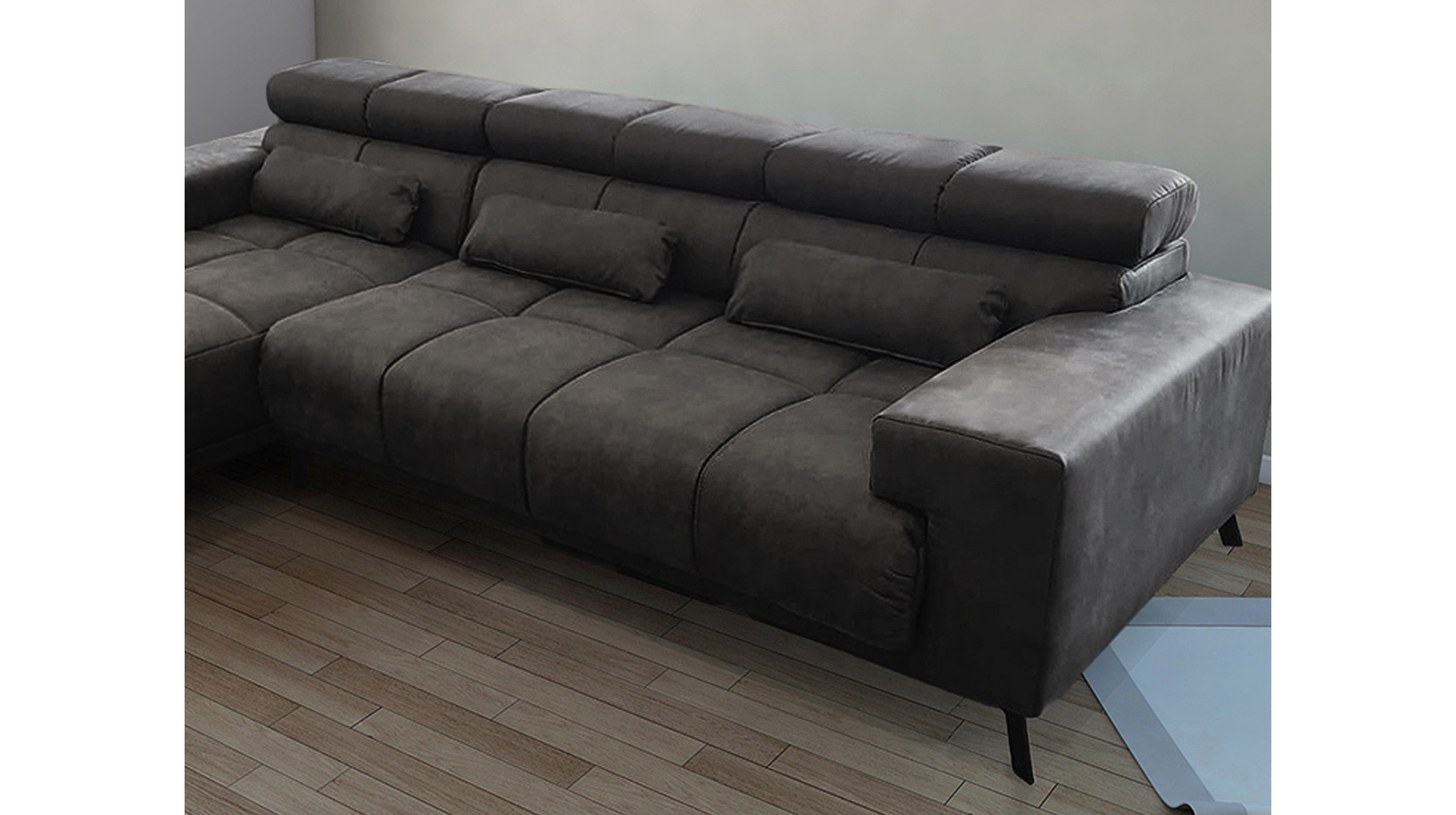 Ecksofa grau-braun ausziehbar - Sitztiefenverstellung 285 cm - SPEED Ecksofa grau-braun ausziehbar - Sitztiefenverstellung 285 cm - SPEED