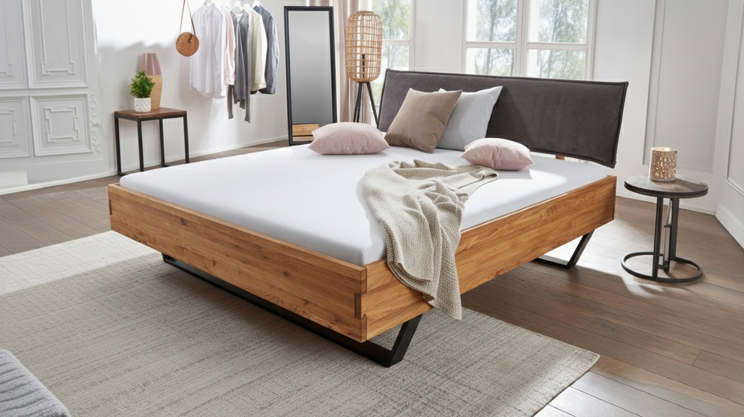 Massivholzbett 180 cm in Wildeiche geölt - AMIRA