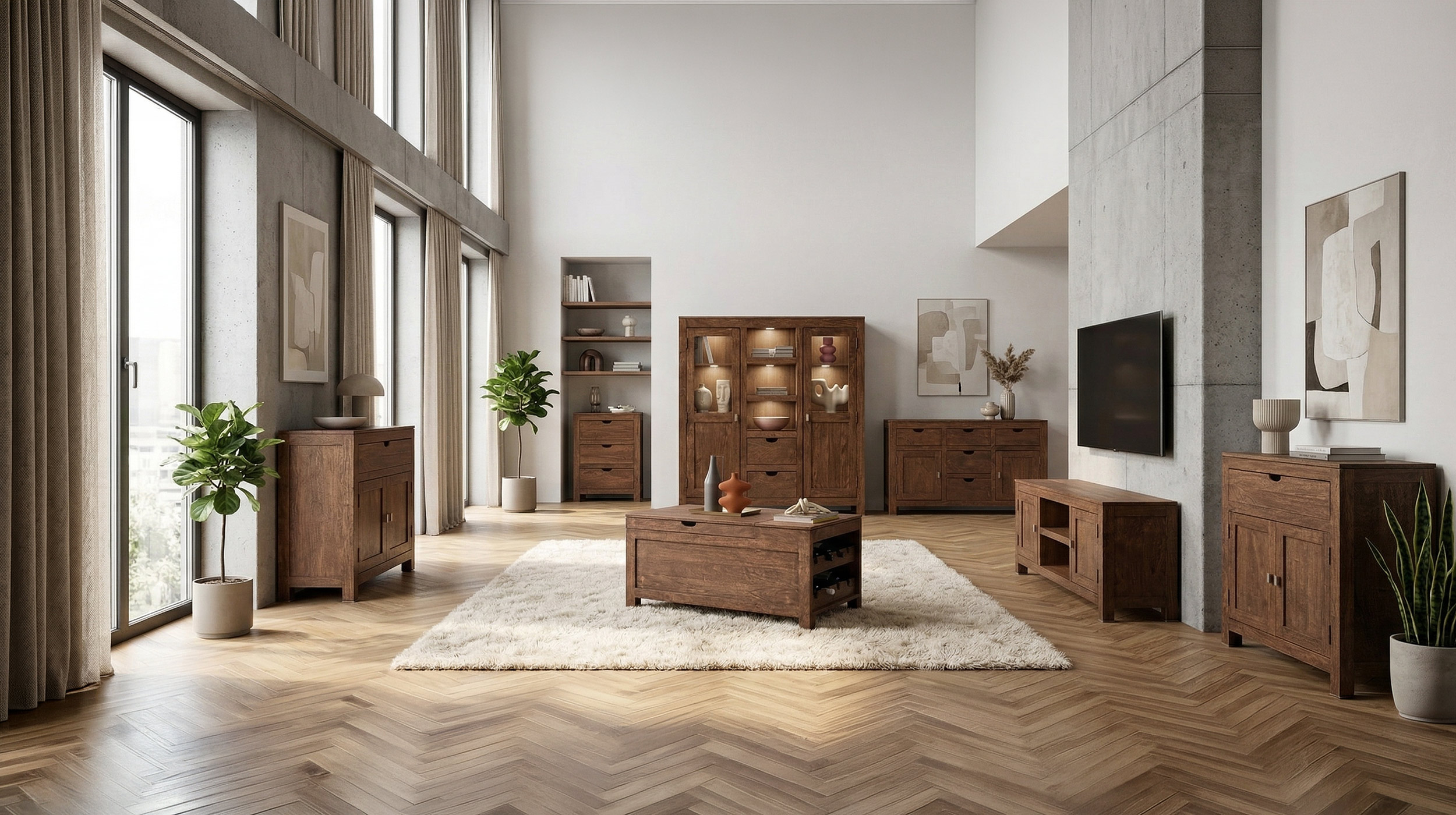 Beistelltisch Mango - montiert - massiv gebeizt - MANGALA