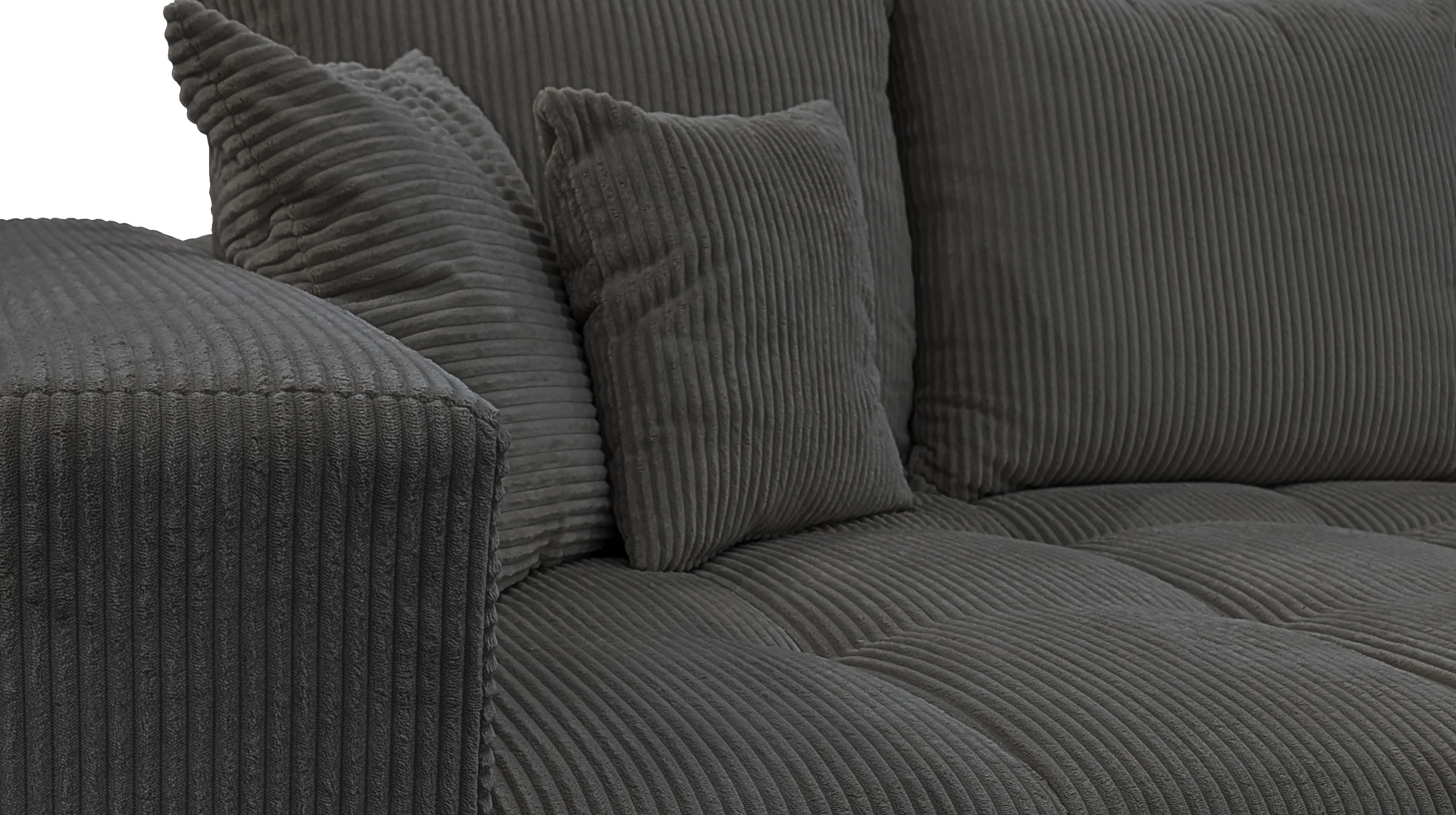 Big Sofa Cord grau mit Nosagunterfederung 300 cm - ARTEMIS