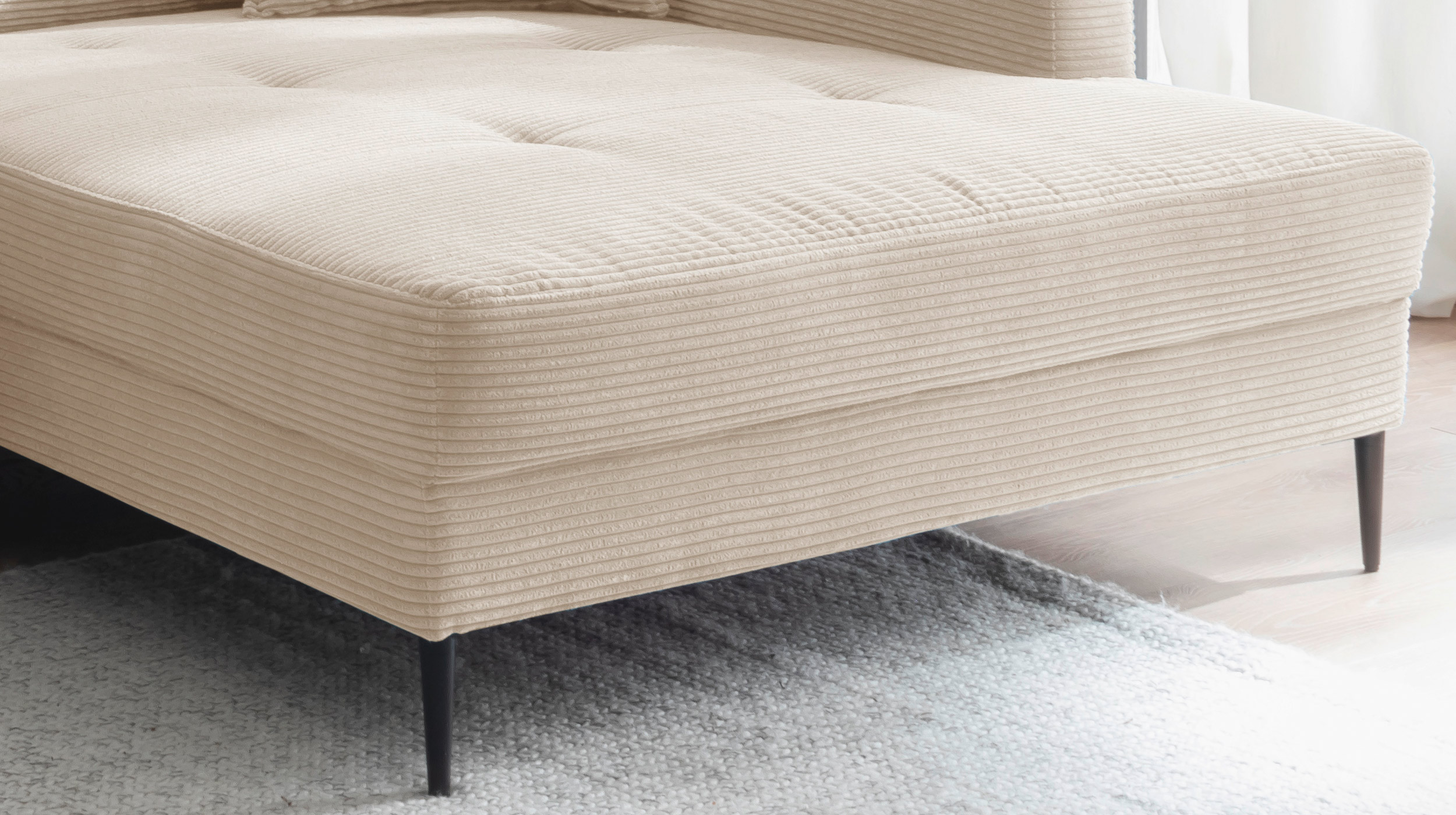 Ecksofa Cord creme 276 x 173 cm - OT rechts - SUMMER