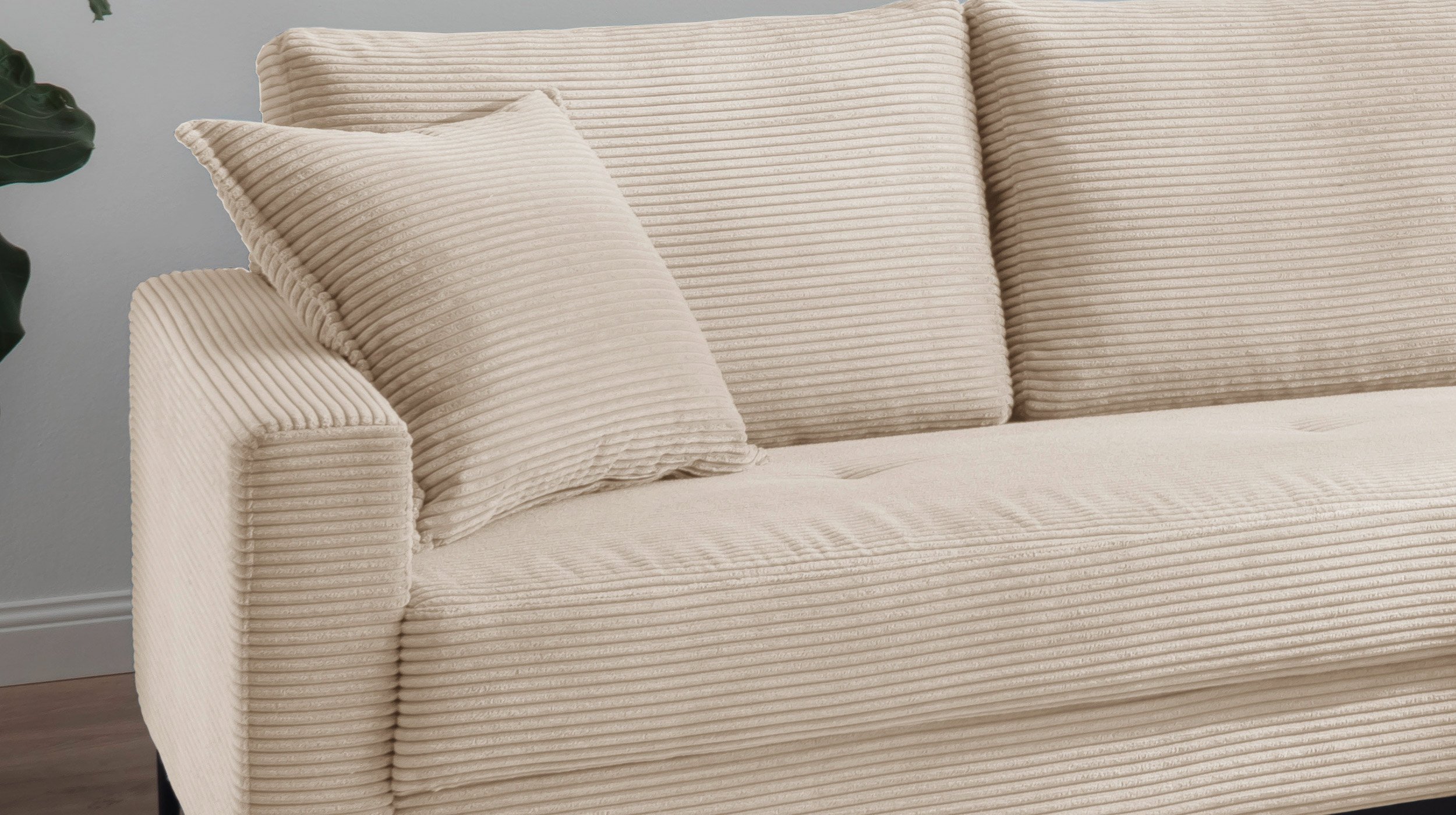 Ecksofa Cord creme 276 x 173 cm - SUMMER