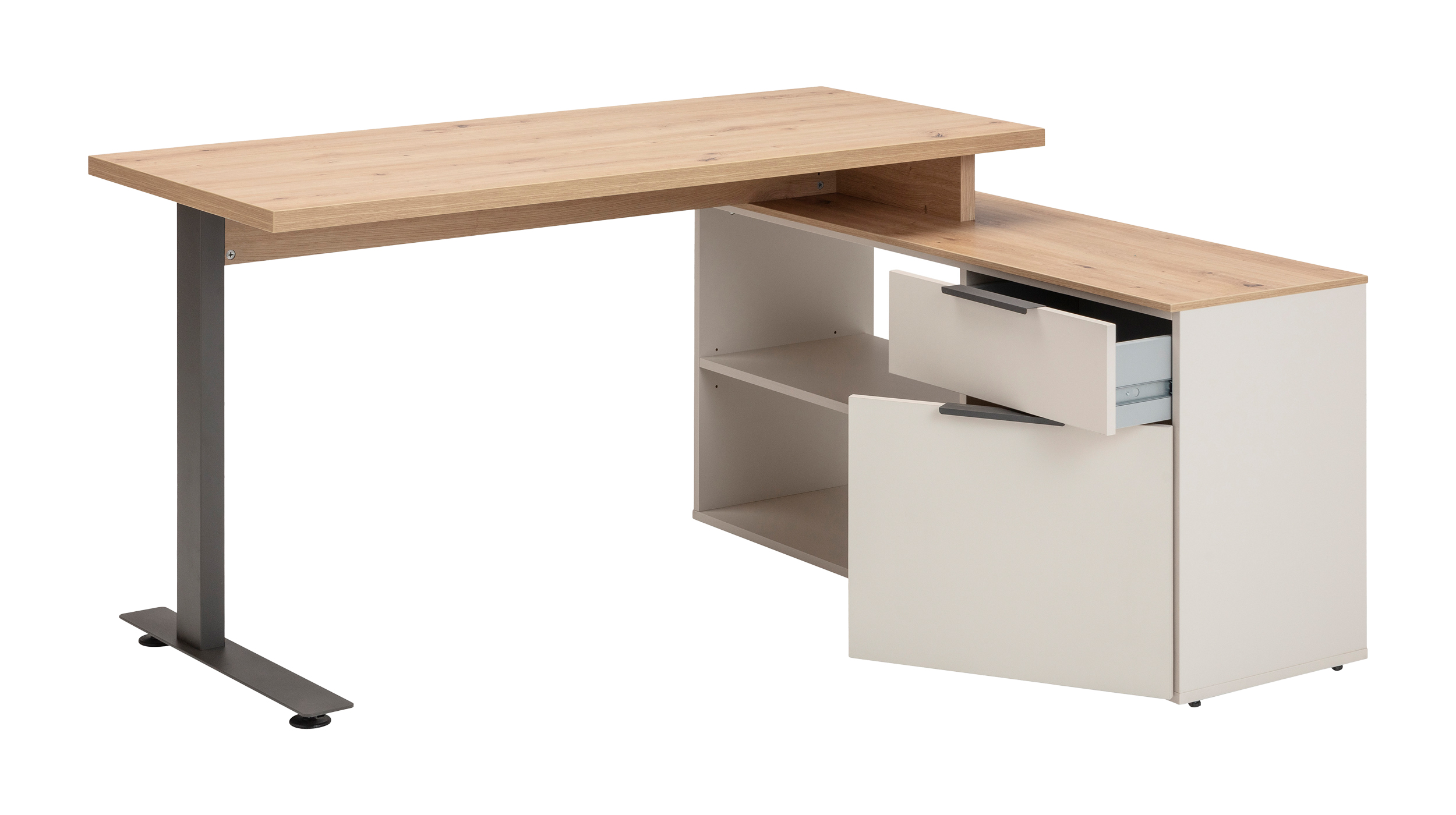 Eck-Schreibtisch beige Artisan Eiche 140 x 120 cm - SYNOS