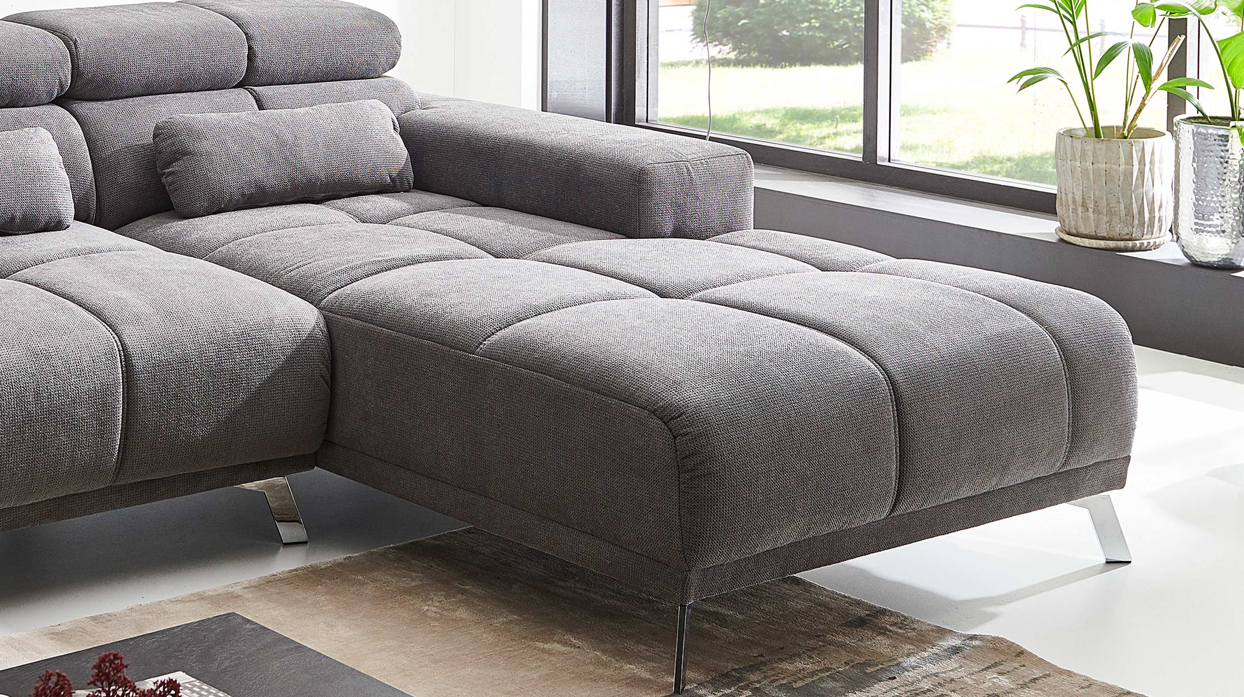 Ecksofa grau ausziehbar - Sitztiefenverstellung 285 cm - SPEED Ecksofa grau ausziehbar - Sitztiefenverstellung 285 cm - SPEED