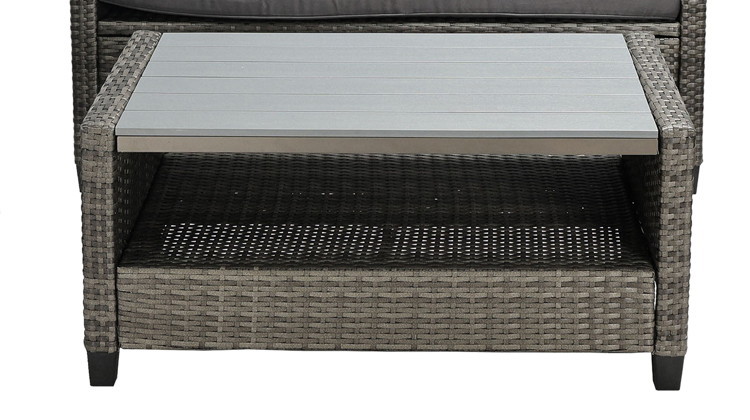 Gartenmöbel Set 4-teilig Polyrattan grau mit Kissen - RAVA