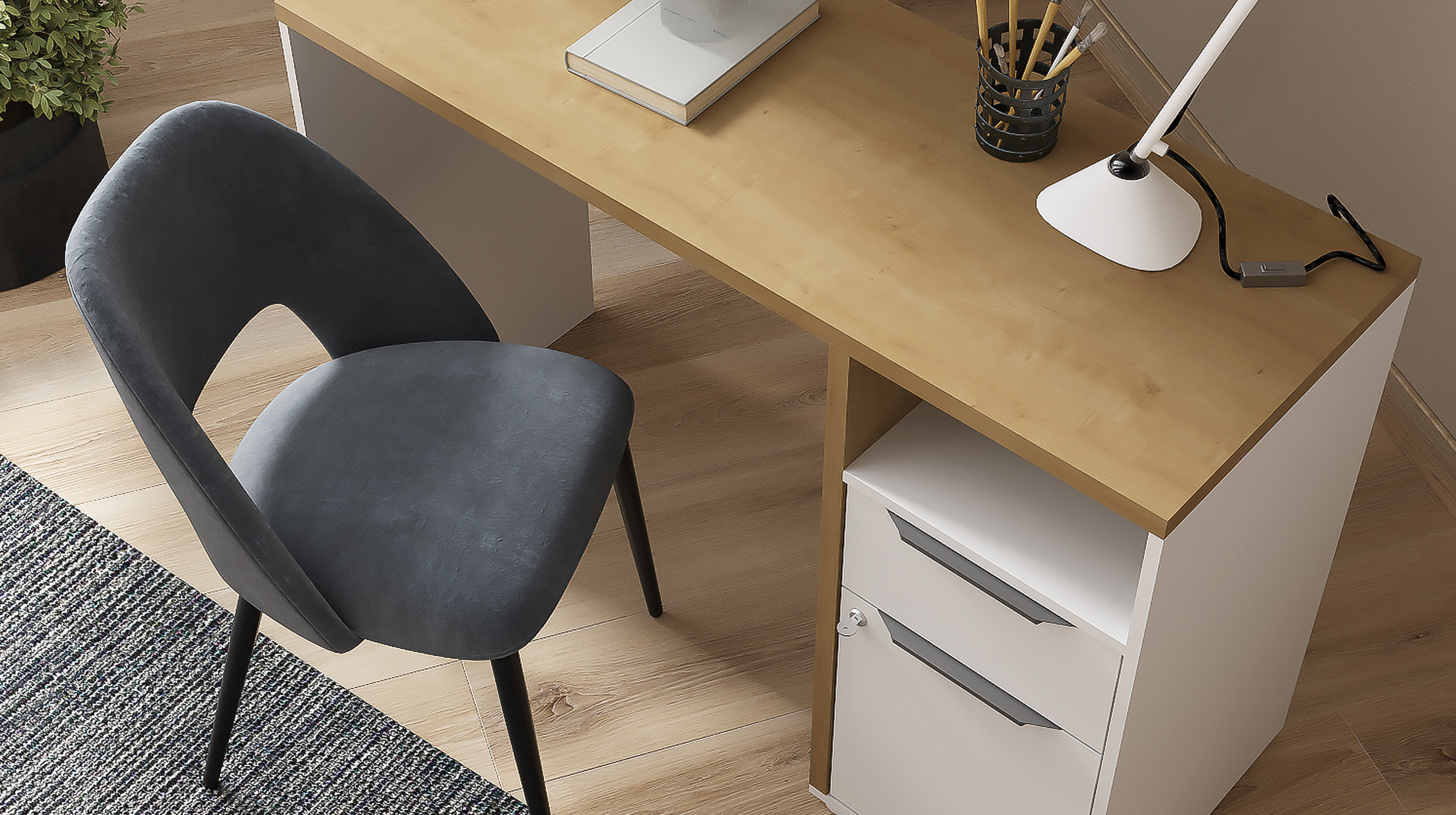 Schreibtisch Artisan Eiche weiß 117 x 45 cm - ACCESS