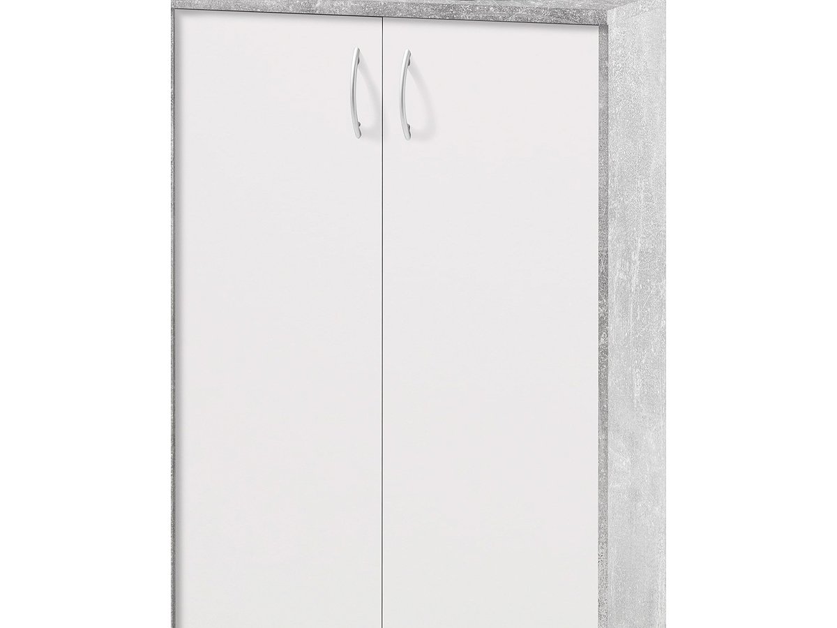 Kommode mit 2 Türen Betonoptik - weiß 74 cm x 35 cm - OPTIMUS