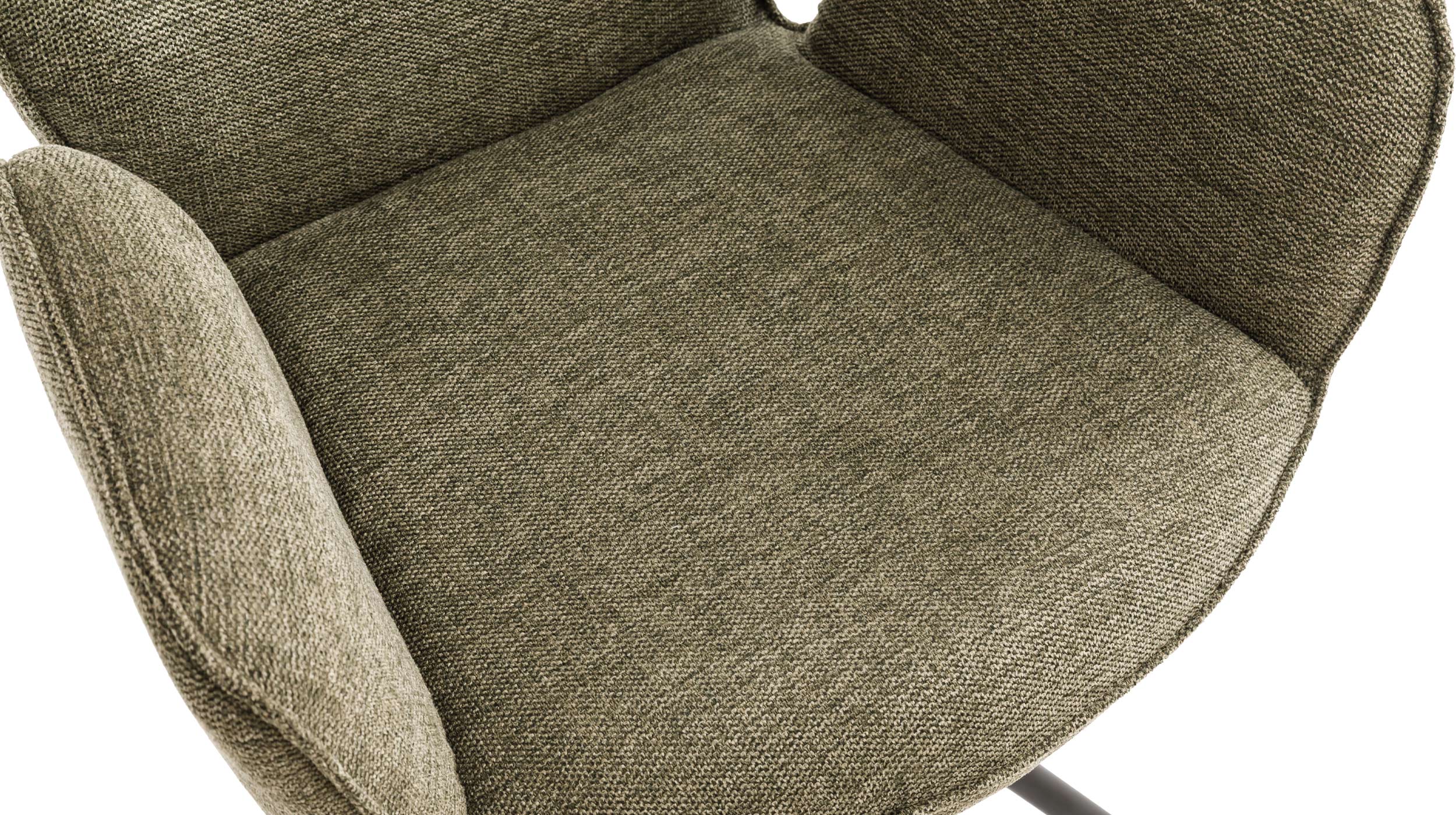 Armlehnstuhl olive Drehstuhl Stoffbezug Chenille Optik - GREYTON