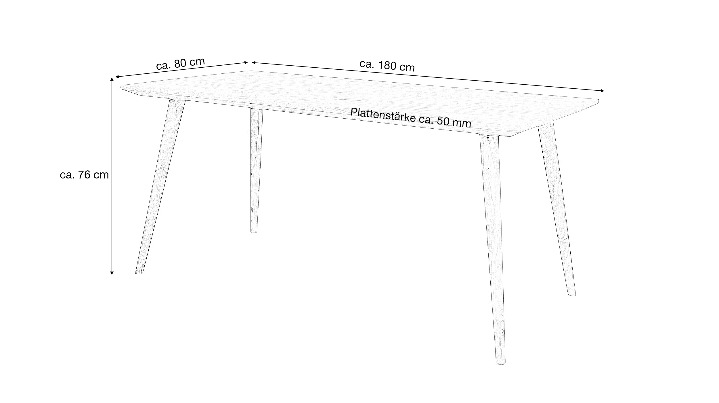 Esstisch 180 x 80 cm Sheesham massiv gebeizt - RAINE 	