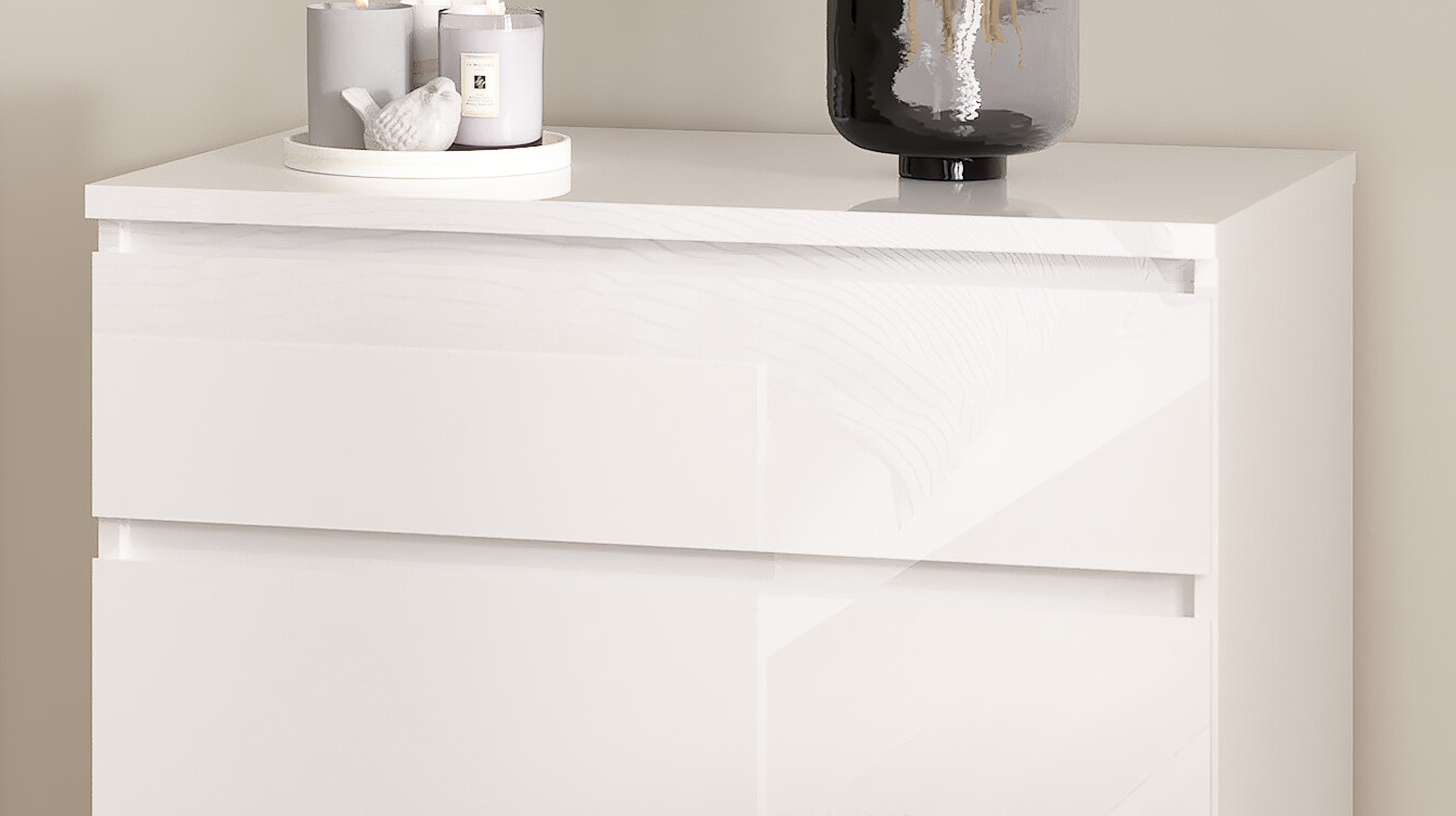 Kommode mit 3 Schubladen weiß hochglanz 77 cm - NAIA 