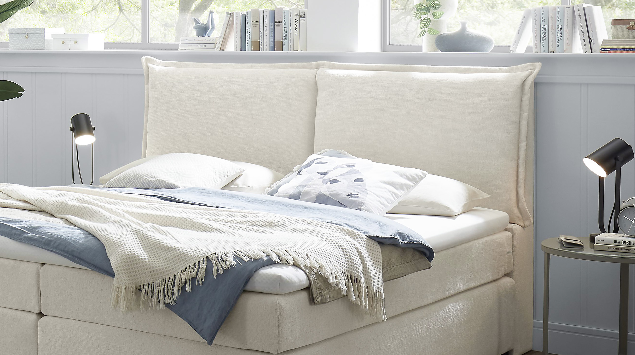 Boxspringbett 140 x 200 cm Chenille weiß - AREZZO