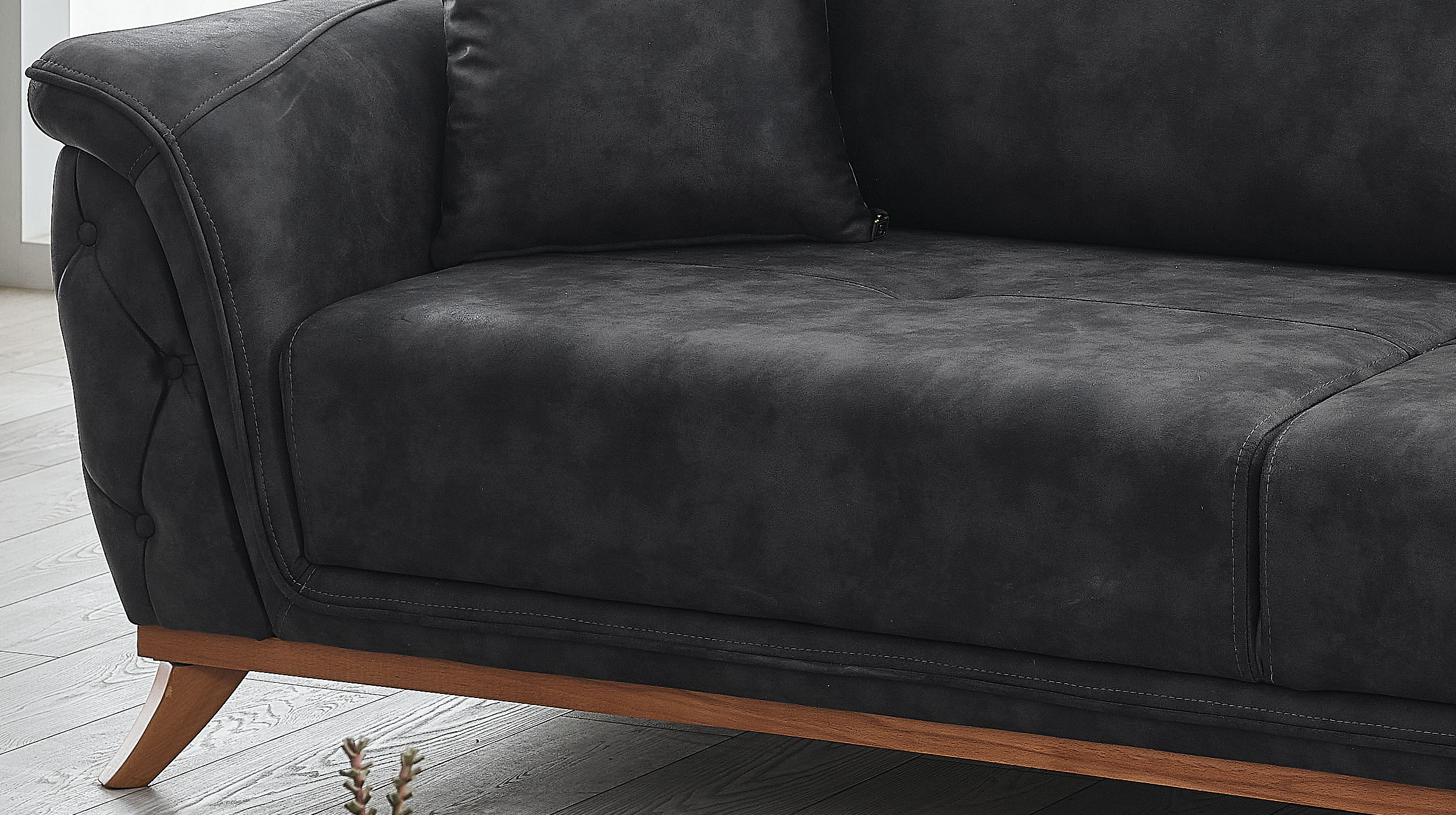 Einzelsofa 3-Sitzer anthrazit 257 cm - ALBERTO