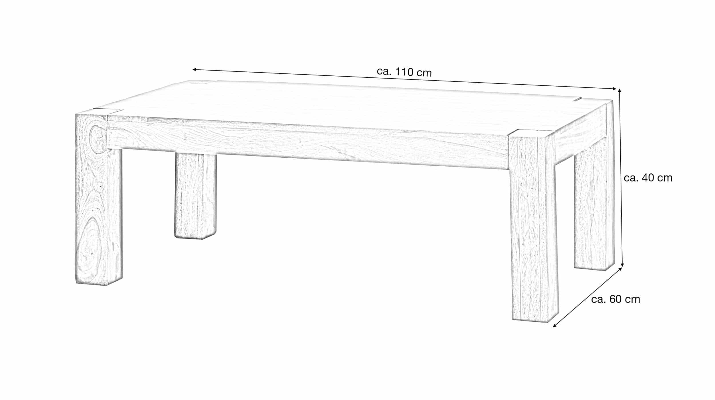 Couchtisch Sheesham massiv 110 x 60 cm - ELLIS