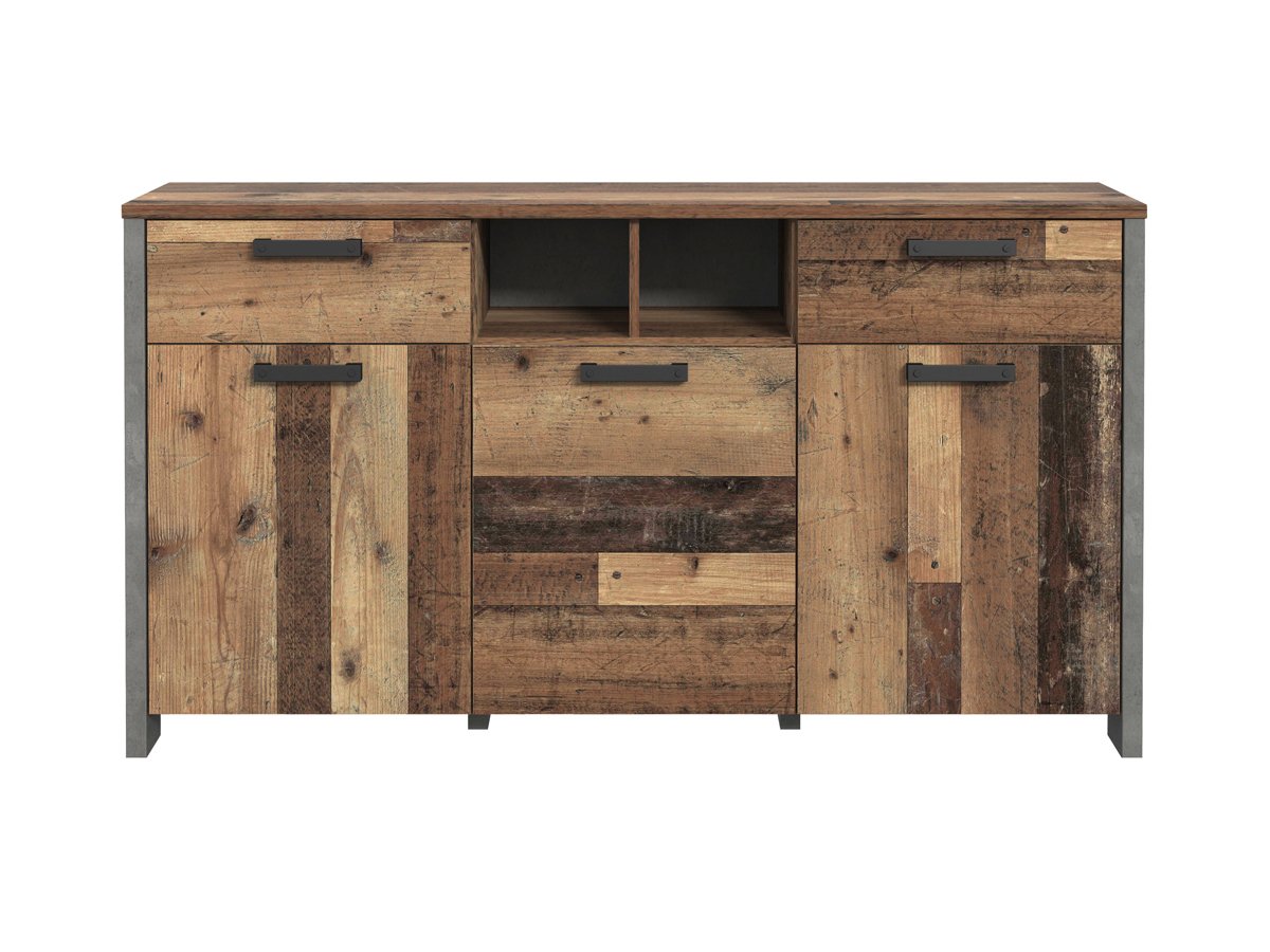 Sideboard mit 2 Schubladen Old Wood Vintage - Betonoptik 156 cm - CLIF